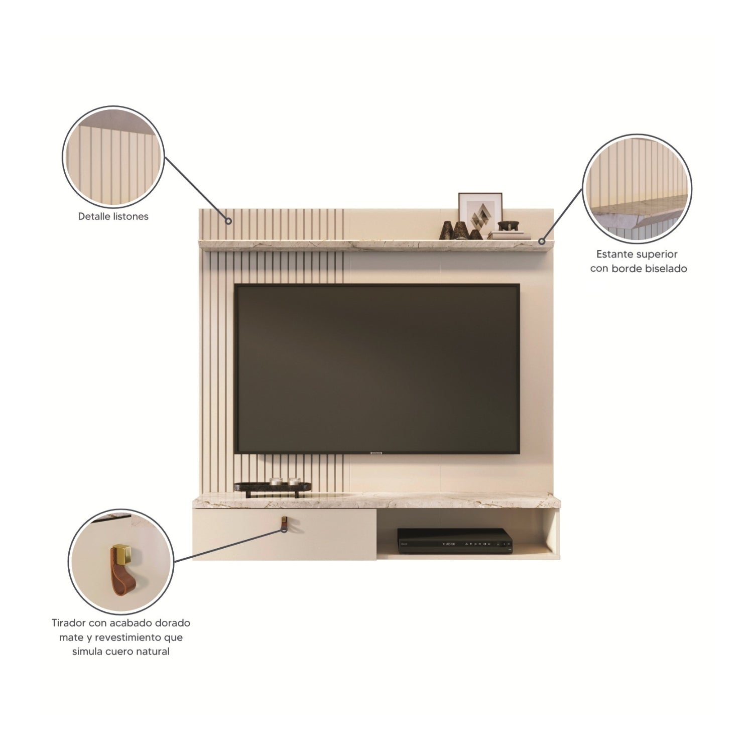 Panel de Tv Atenea  Marmolado 141X136X29