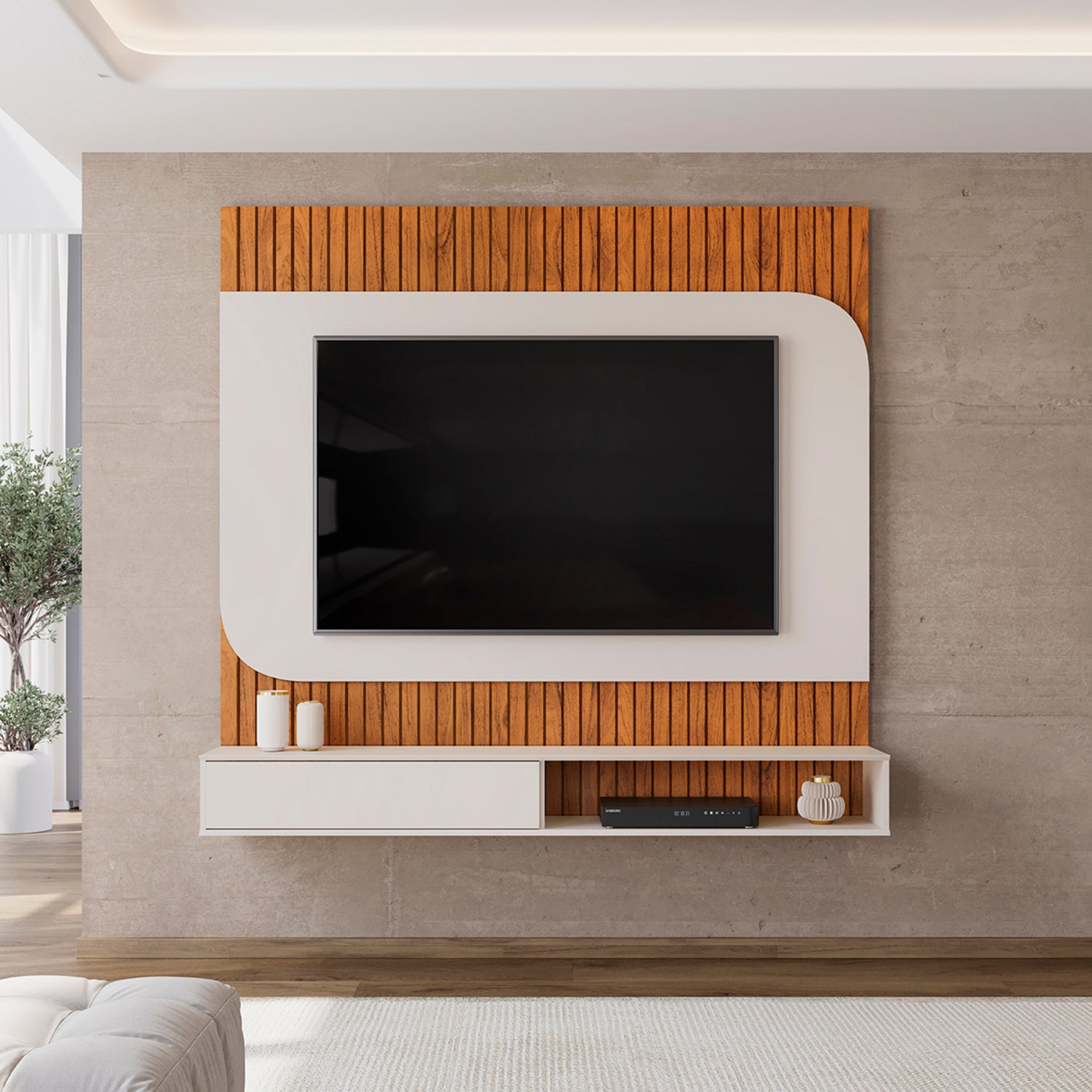 Panel de Tv Tomaz  Off White, Natural 150X132X28