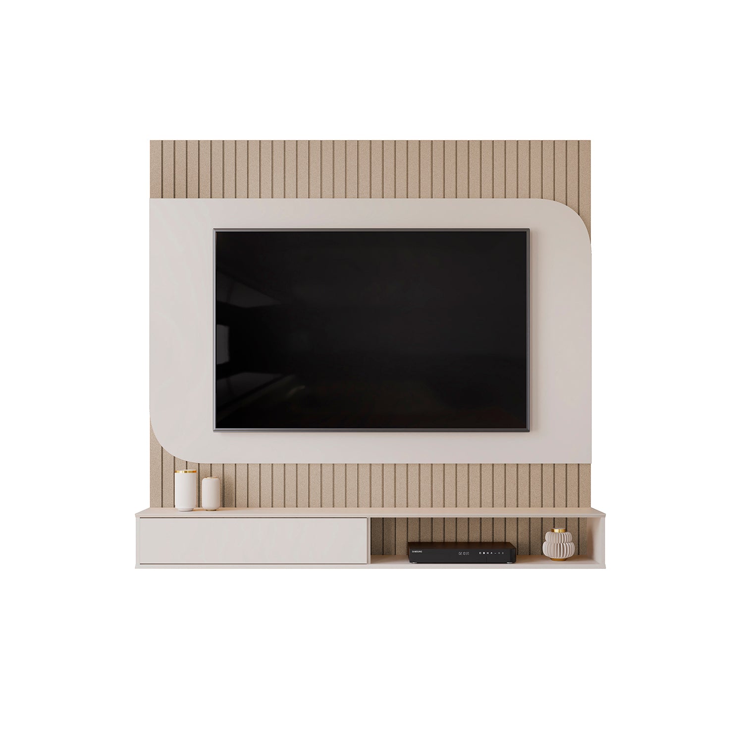 Panel de Tv Tomaz  Off White, Champaña 150X132X28