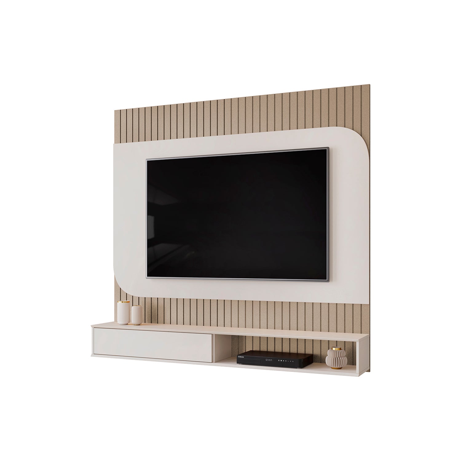 Panel de Tv Tomaz  Off White, Champaña 150X132X28