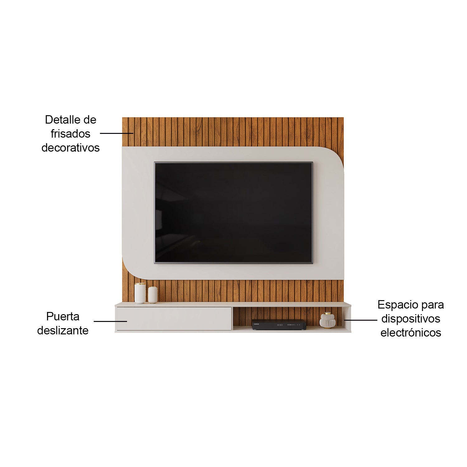 Panel de Tv Tomaz  Off White, Natural 150X132X28