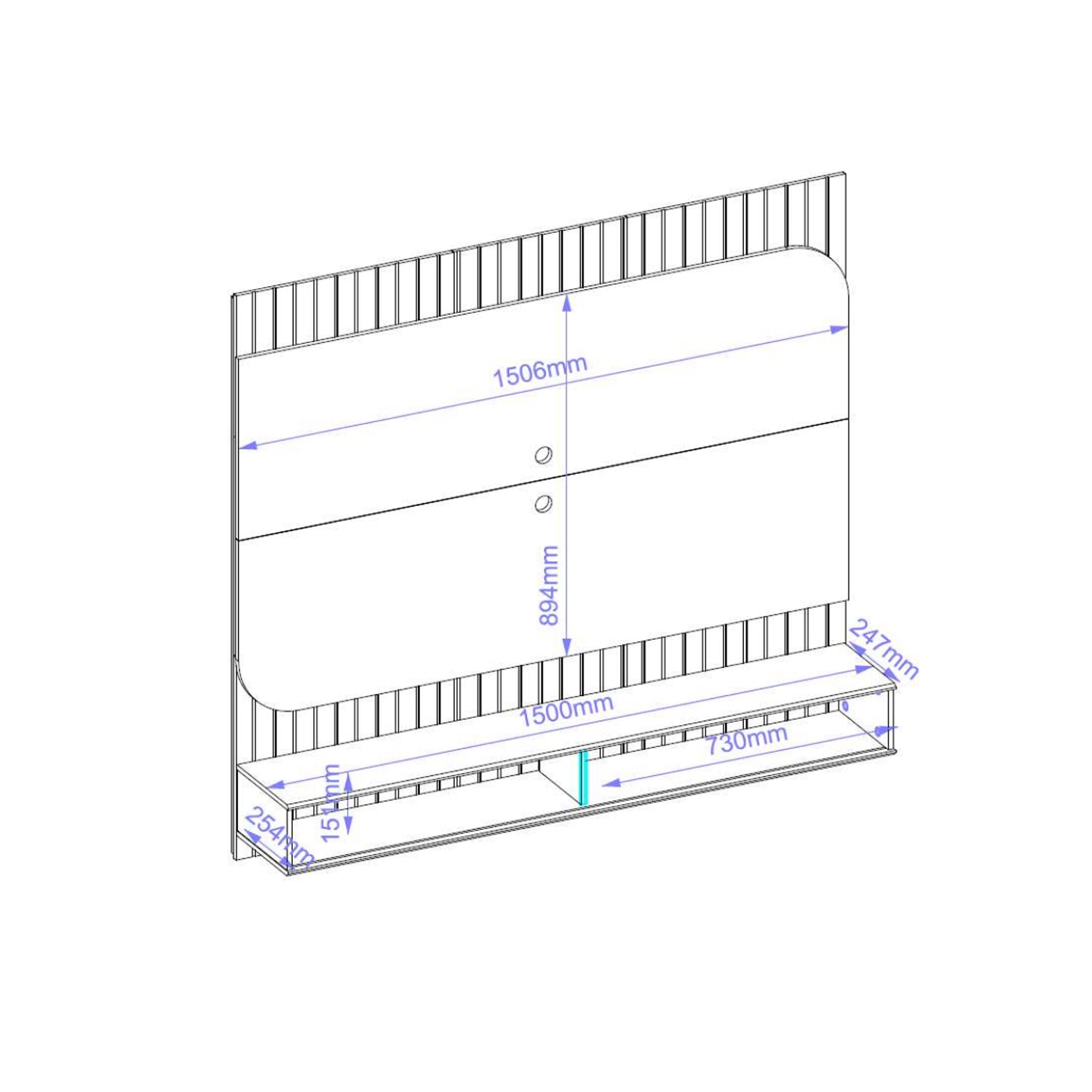 Panel de Tv Tomaz  Off White, Natural 150X132X28