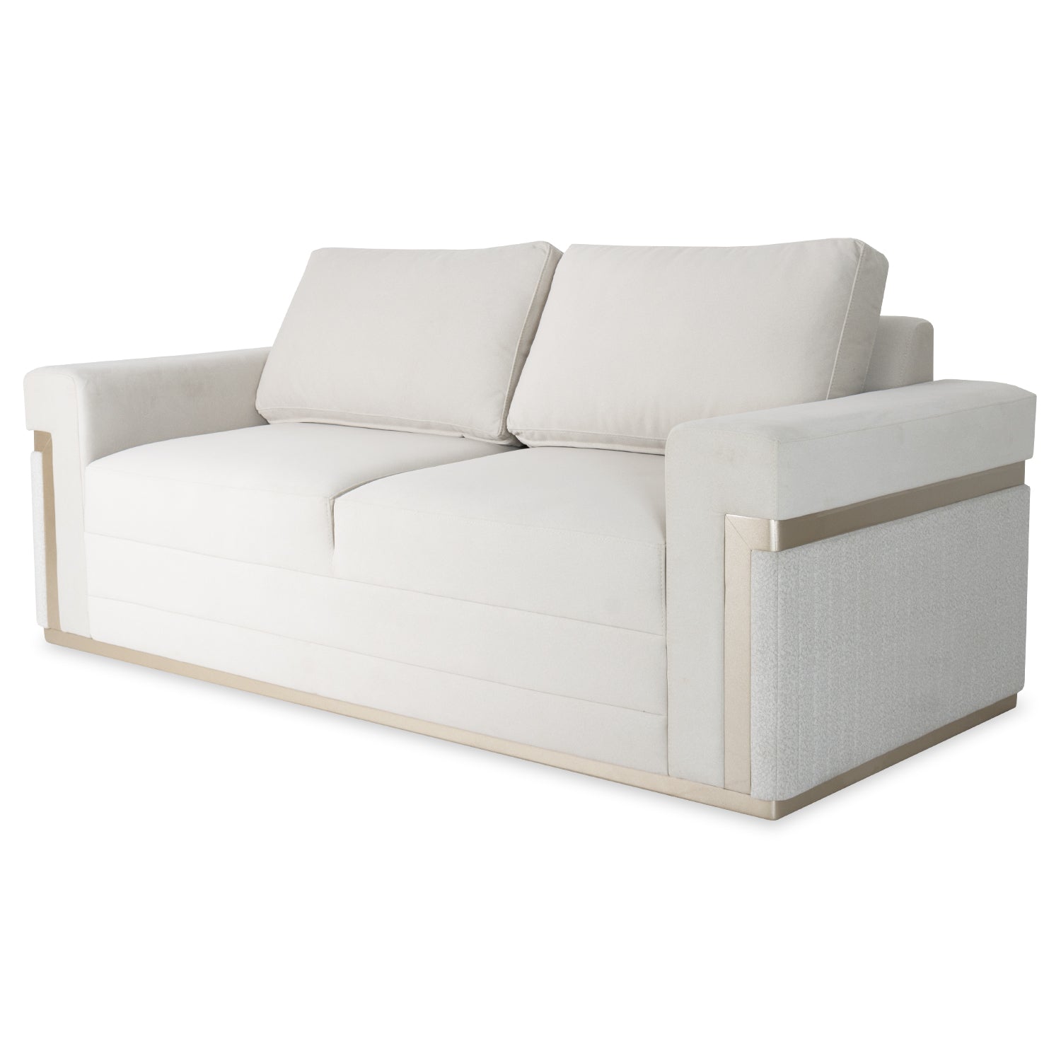 Sofá 2 Puestos Dante Siena Marfil, Champaña Brazo Desmontable