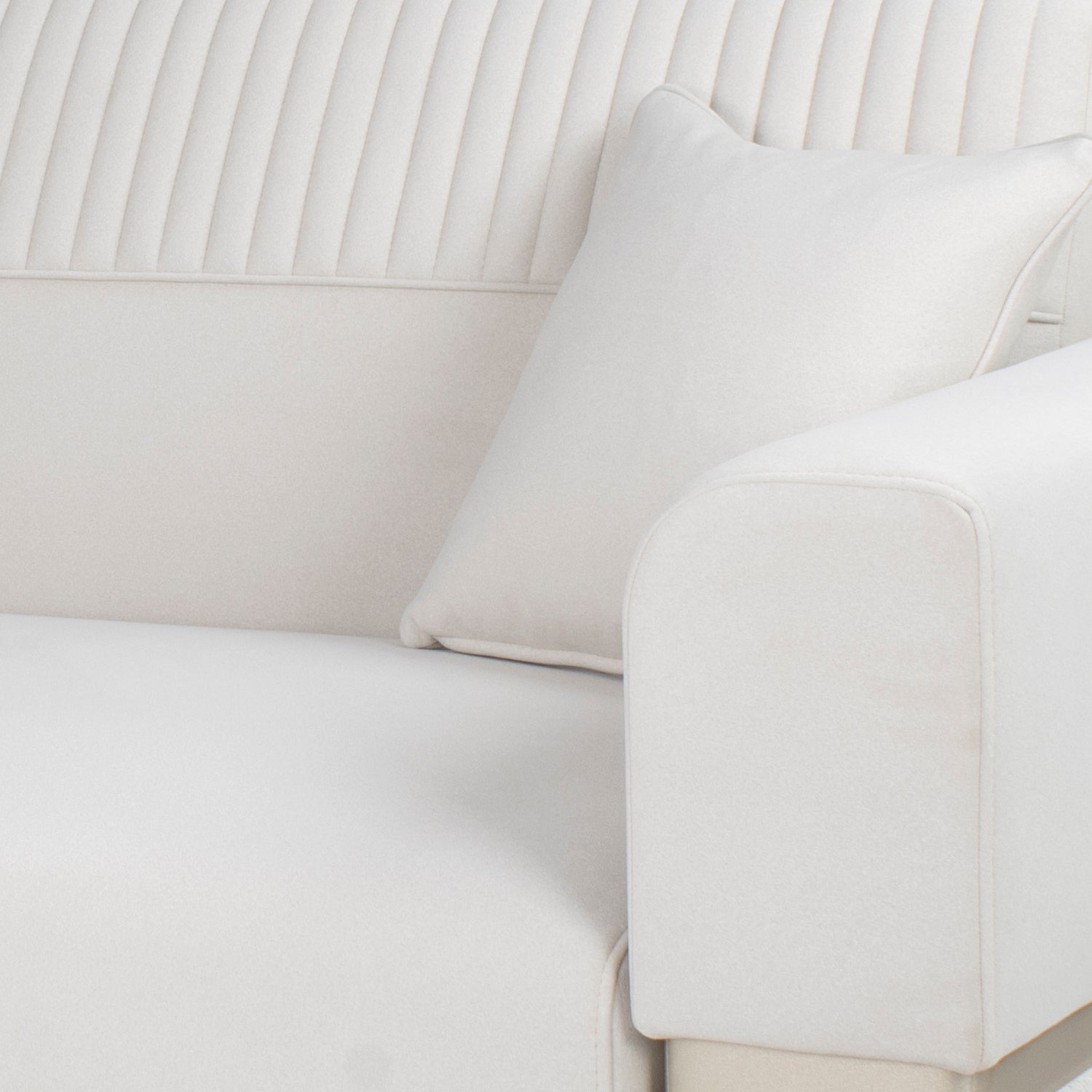 Sofá Cama Dhara Velvet Siena Marfil, Champaña 145 cm Brazo Desmontable