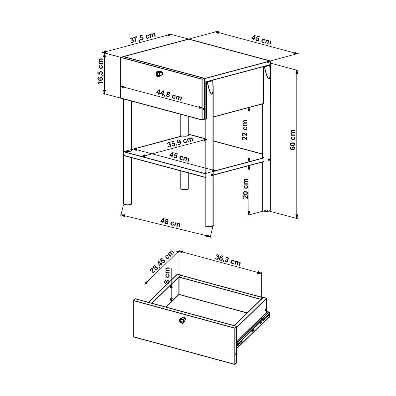 Mesa de Noche Keops 48X60X37 Natural