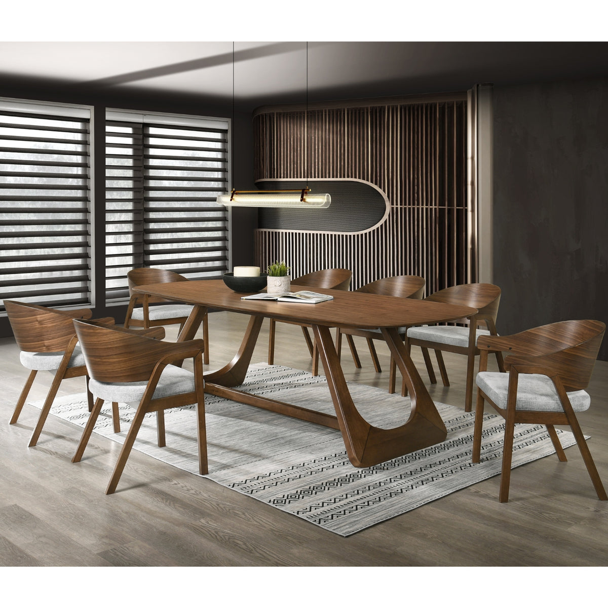 Comedor 6 Puestos Dominic Natural Oscuro, Beige