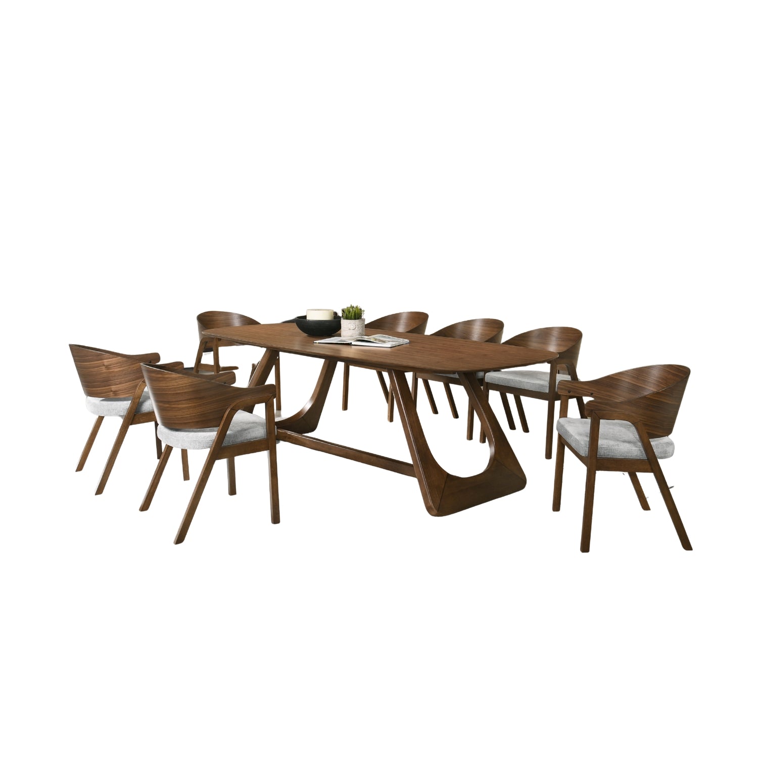 Comedor 6 Puestos Dominic Natural, Gris