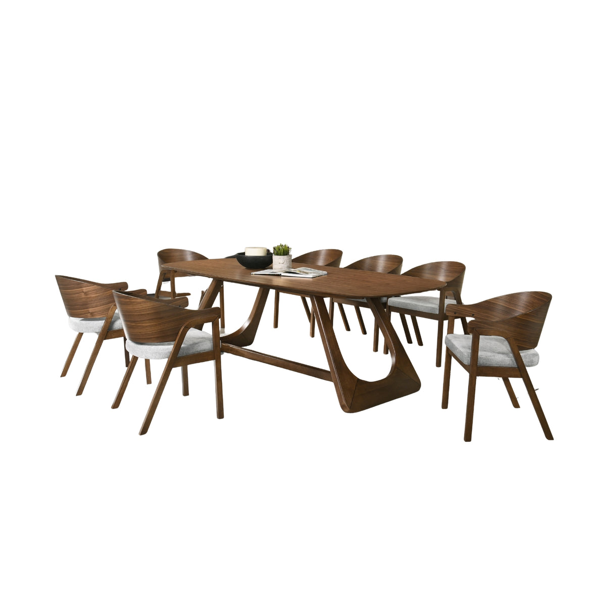 Comedor 6 Puestos Dominic Natural Oscuro, Beige
