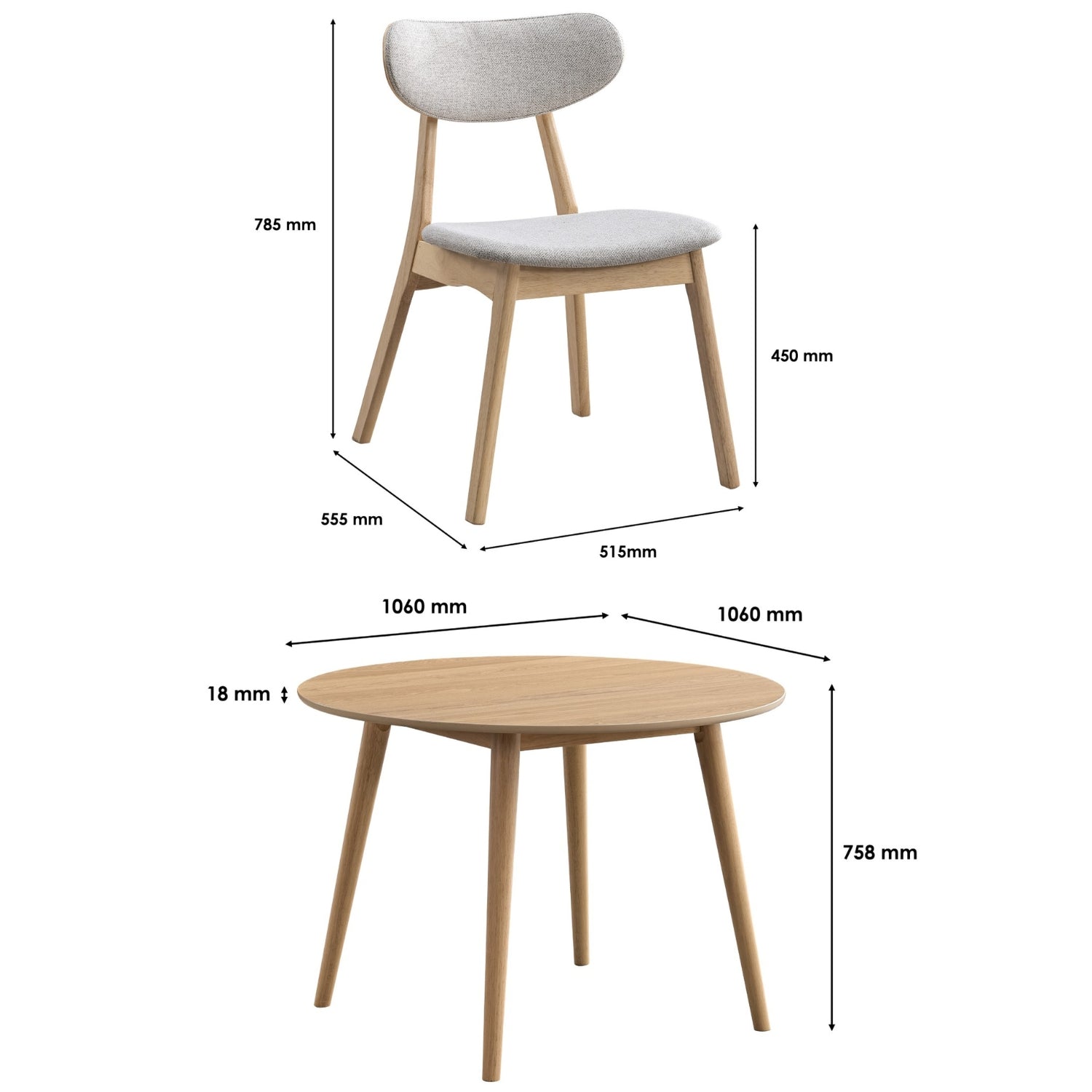Comedor 4 Puestos Zoe Lino Beige, Natural