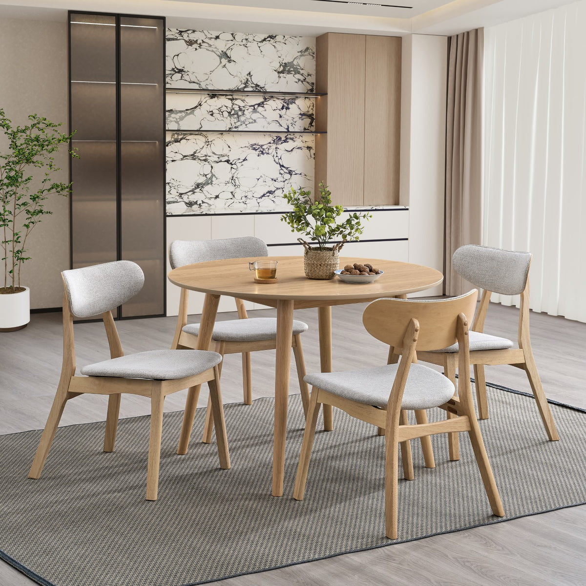 Comedor 4 Puestos Zoe Lino Beige, Natural