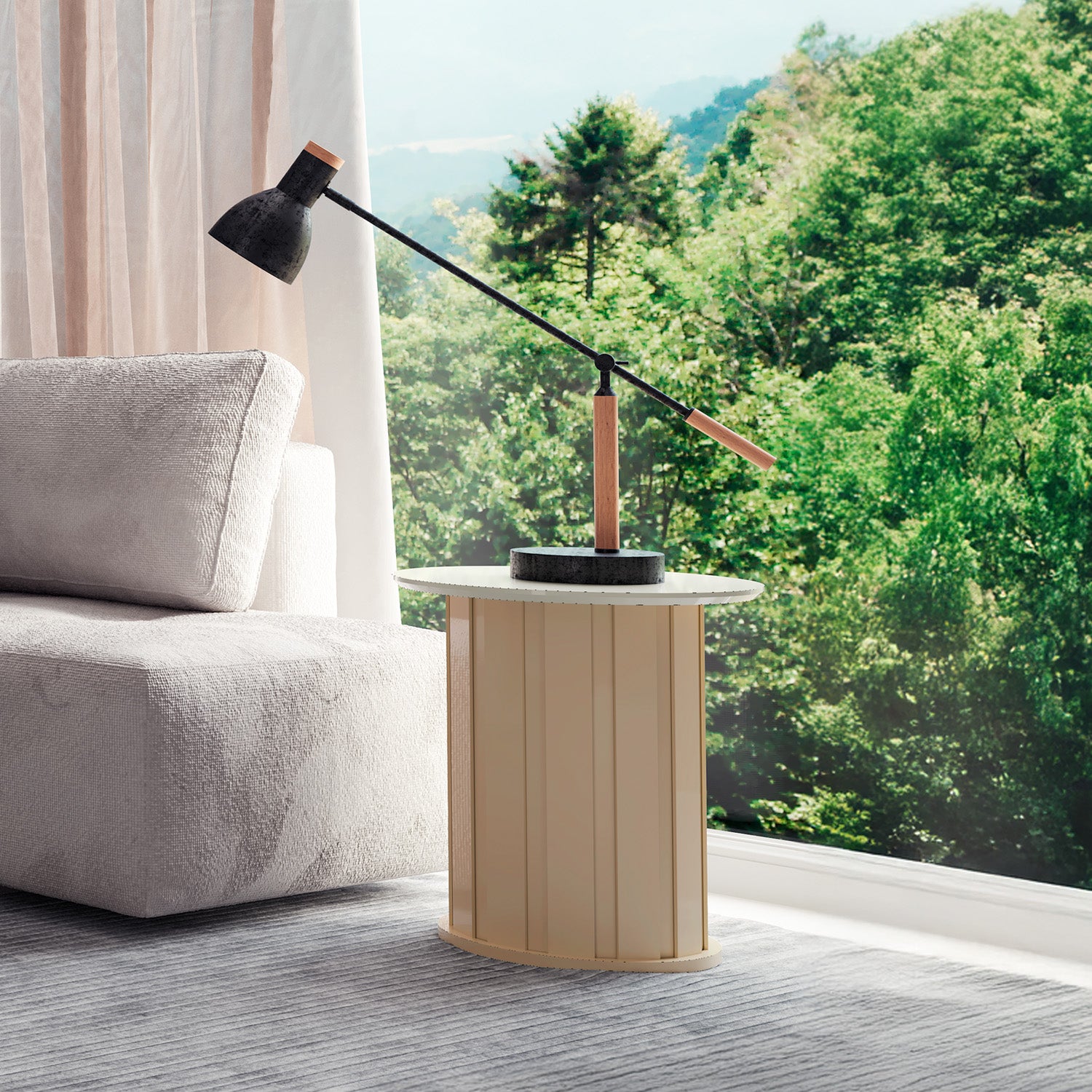 Mesa Auxiliar Amy 50X55 Off White, Champaña