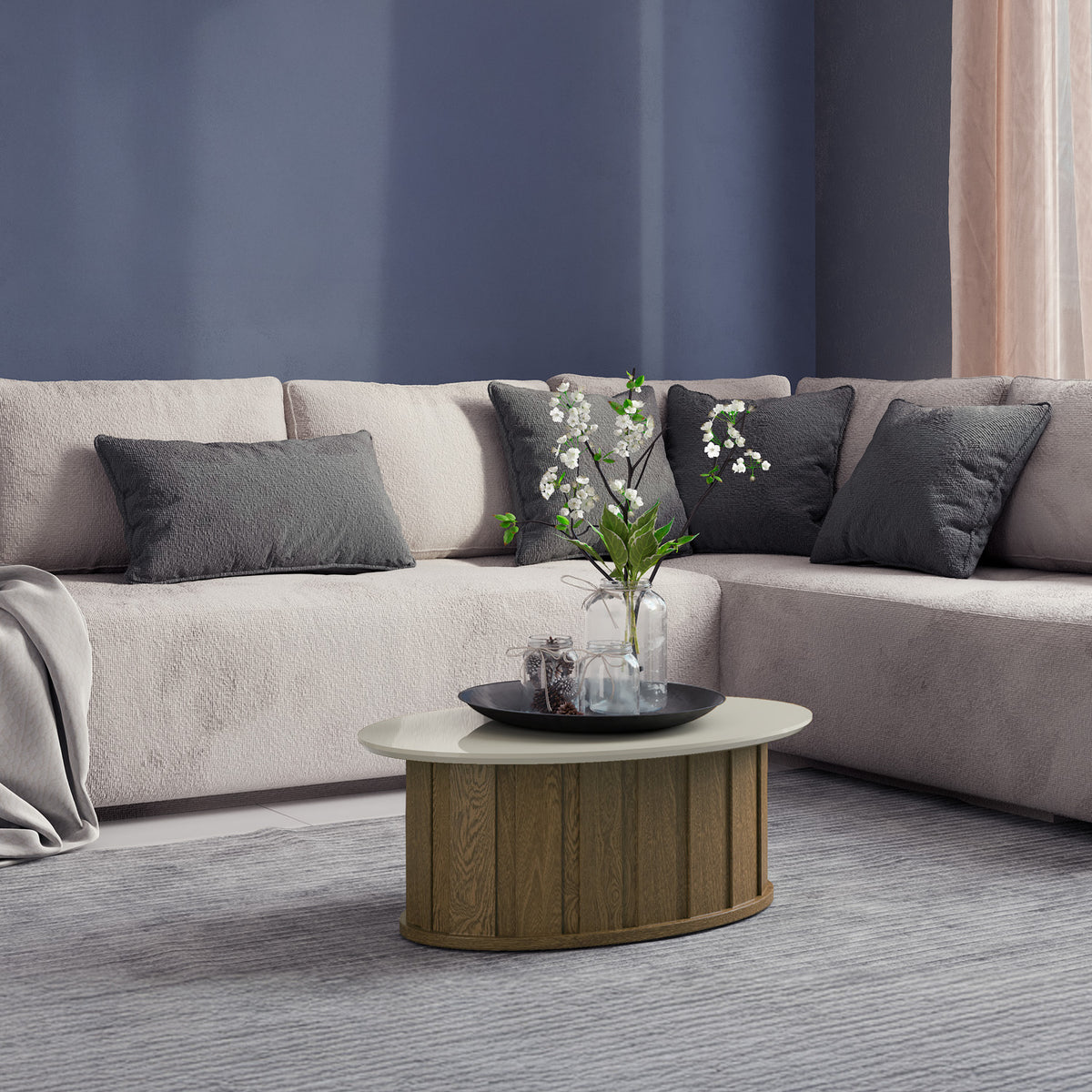 Mesa de Centro Amy 30X80X50 Off White, Natural