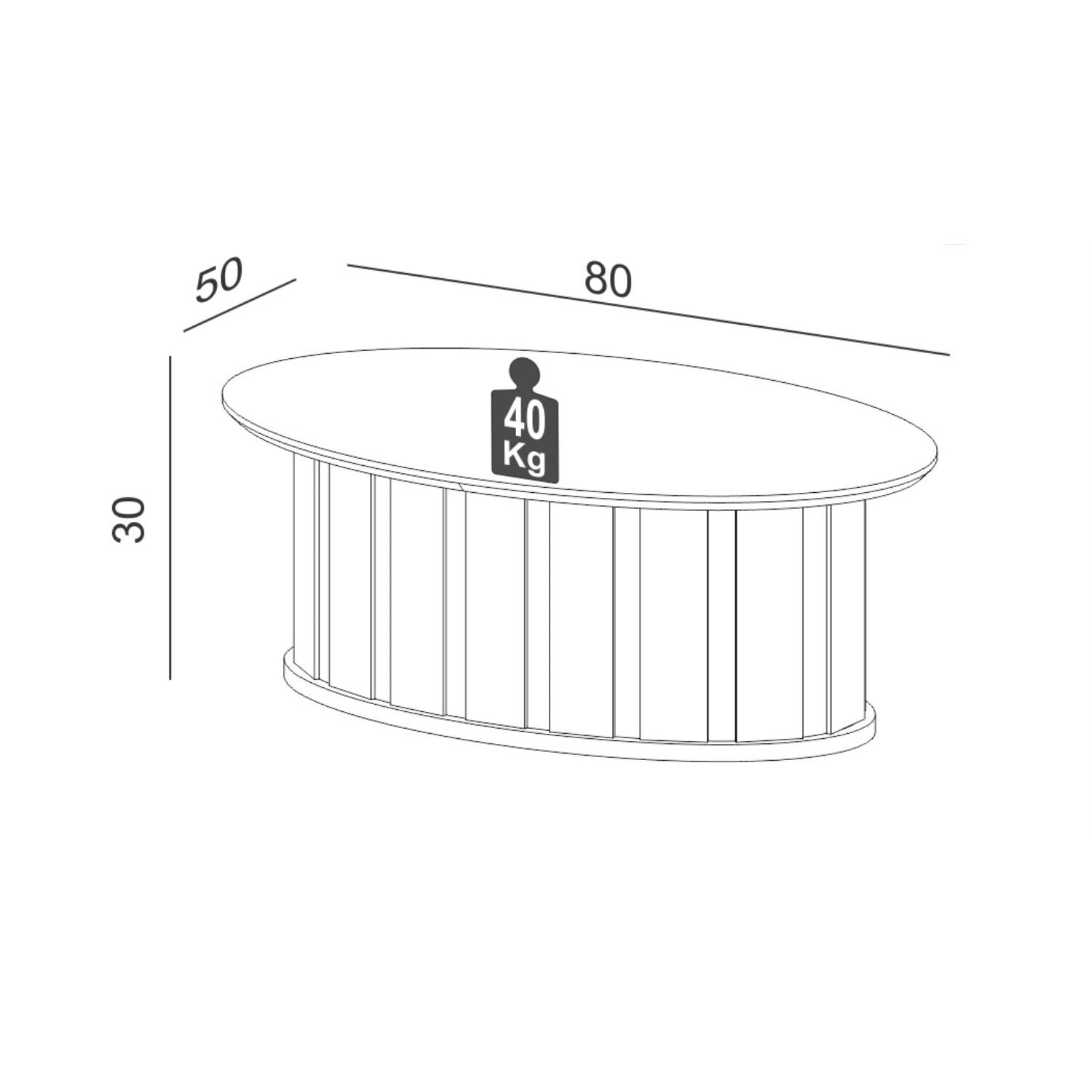 Mesa de Centro Amy 30X80X50 Off White, Natural