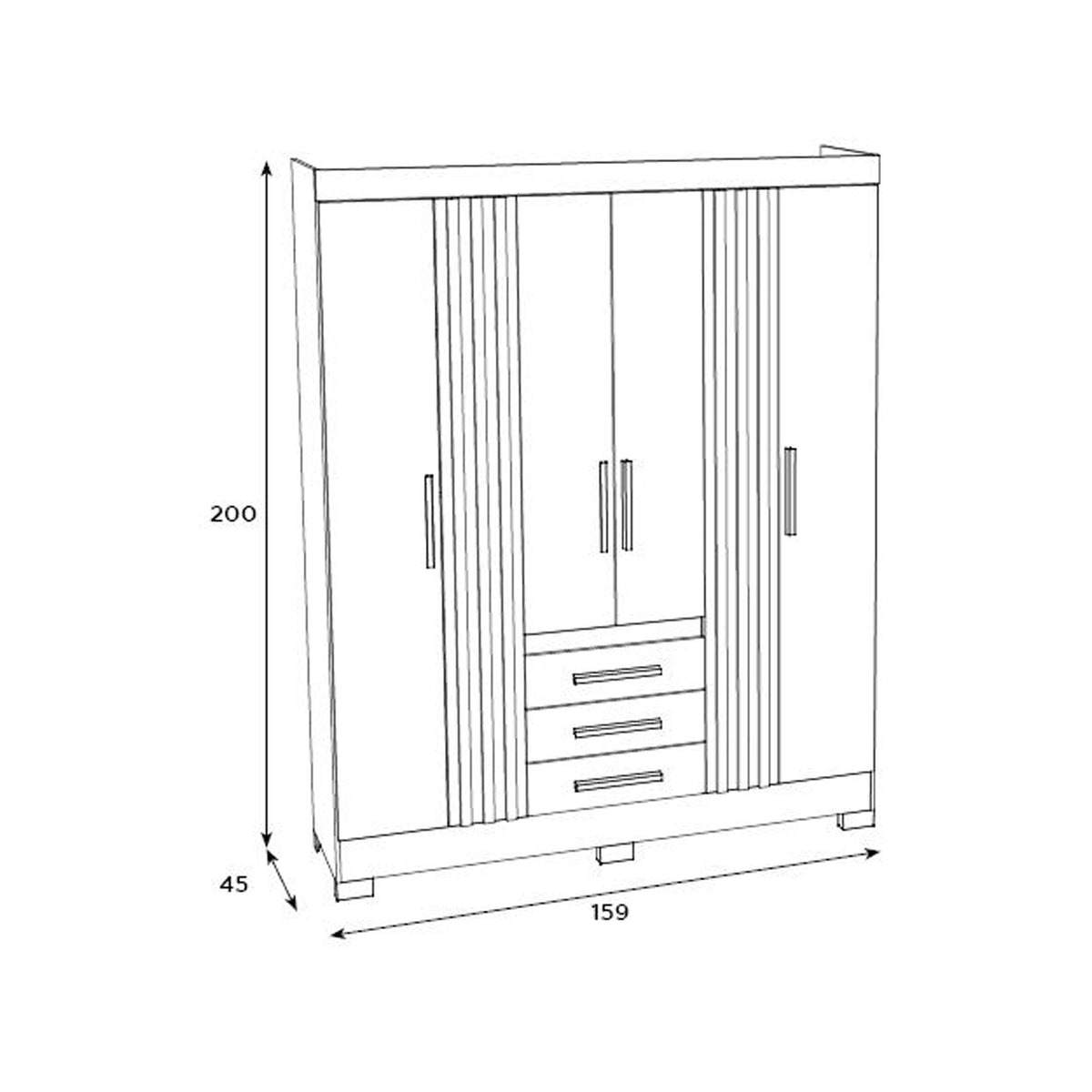 Closet Otto Natural, Off White 200X160X45