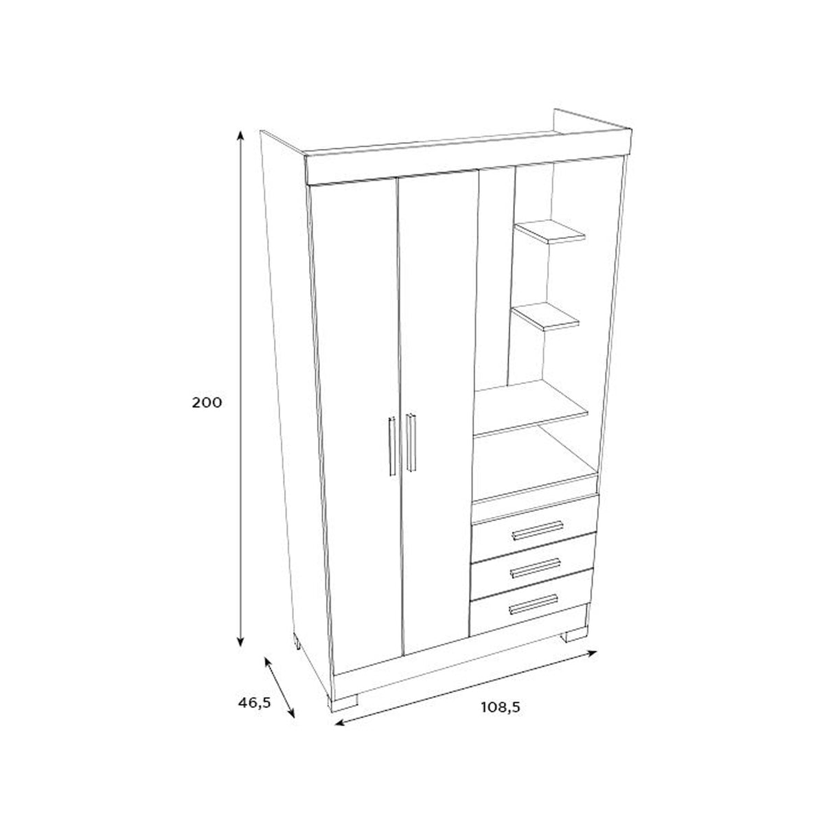 Closet Ellis Natural, Off White 109X200X46