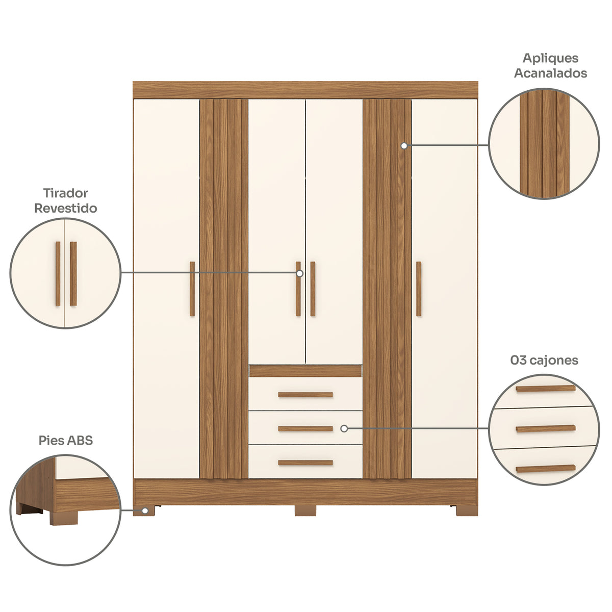 Closet Otto Natural, Off White 200X160X45