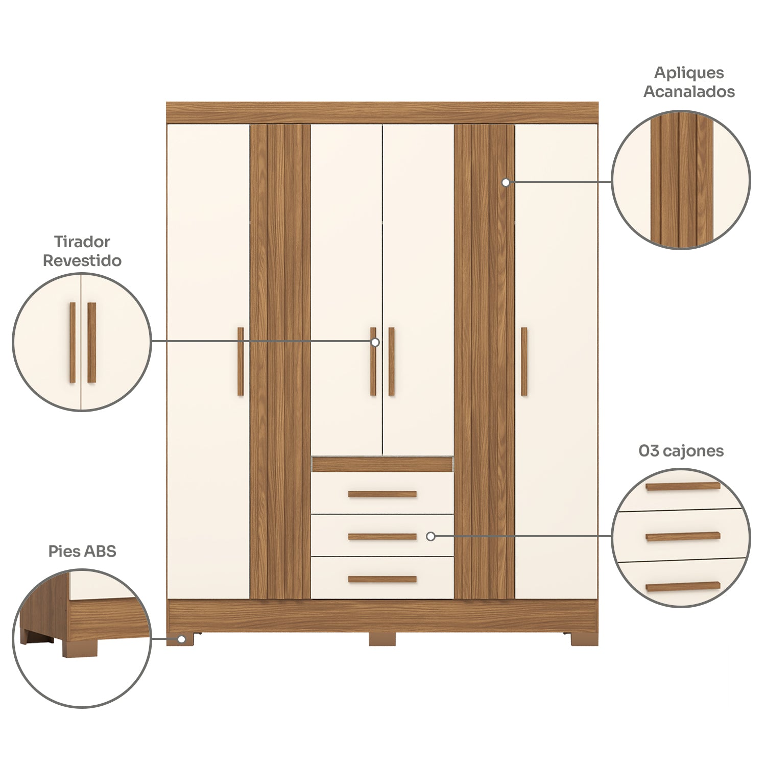 Closet Otto Natural, Off White 200X160X45