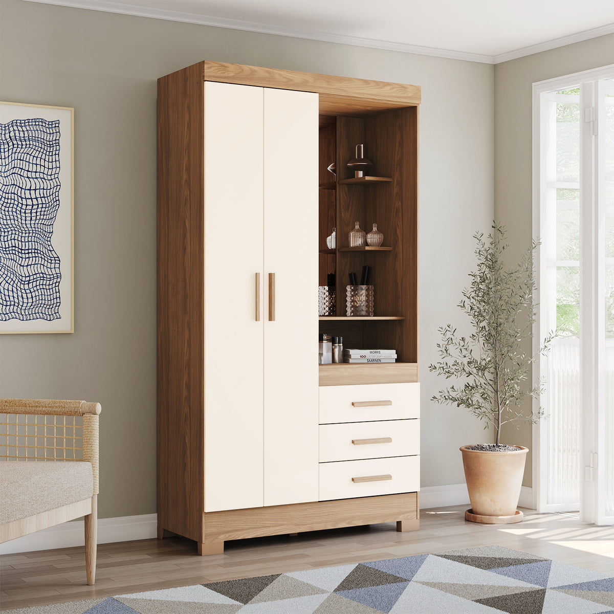 Closet Ellis Natural, Off White 109X200X46