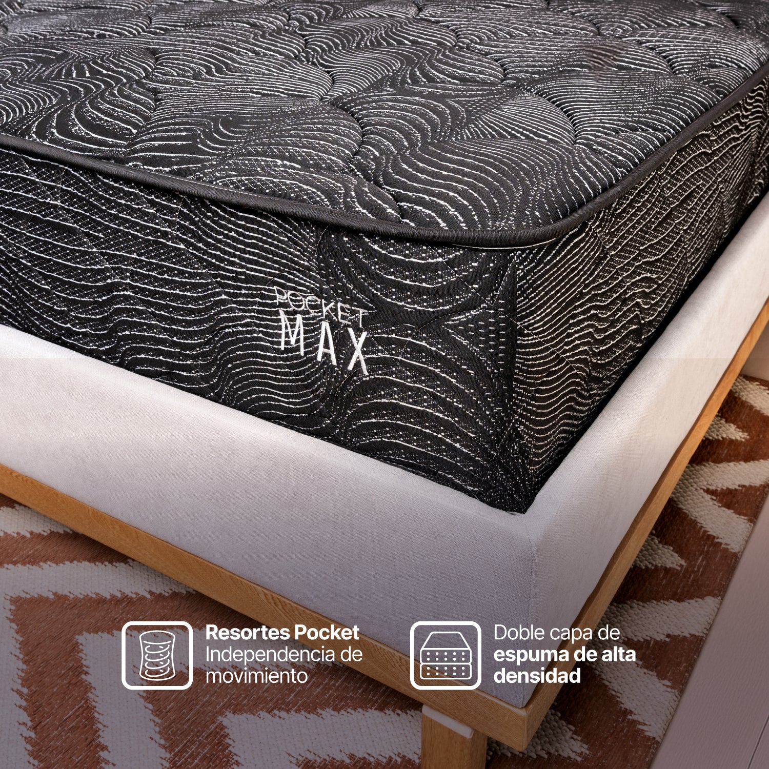 Colchón Semi Doble Pocket Max Essenza (Garantía 8 Años)