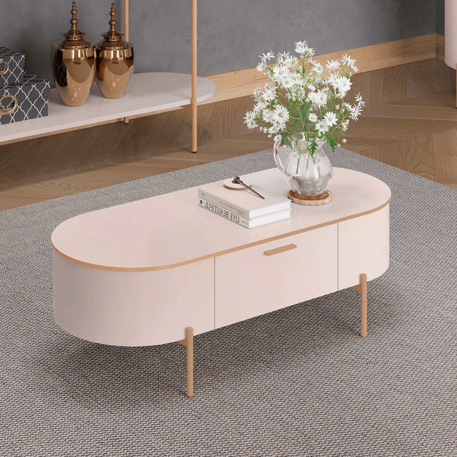 Mesa de Centro Flora Off White 107X34X44