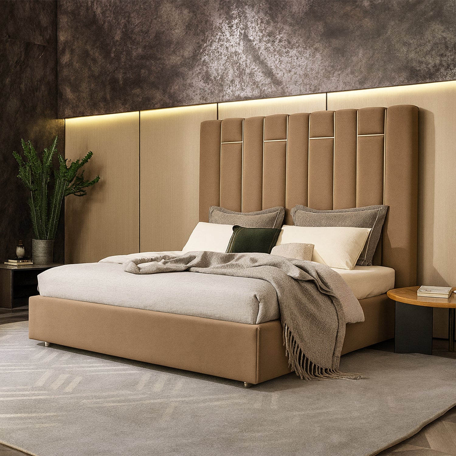 Cama Queen Nara Microfibra Marron