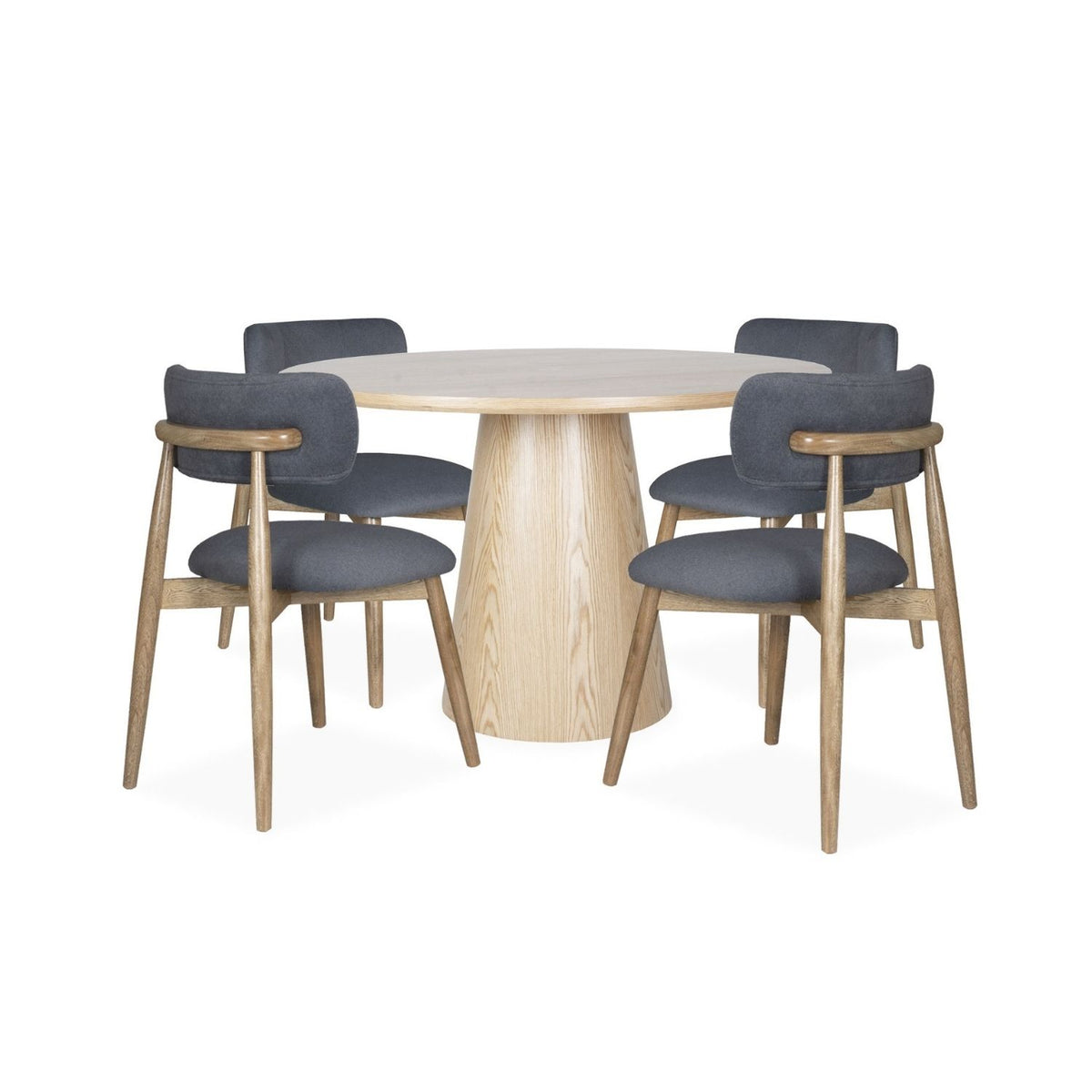 Comedor 4 Puestos Ankara Velvet Primada Plomo, Natural