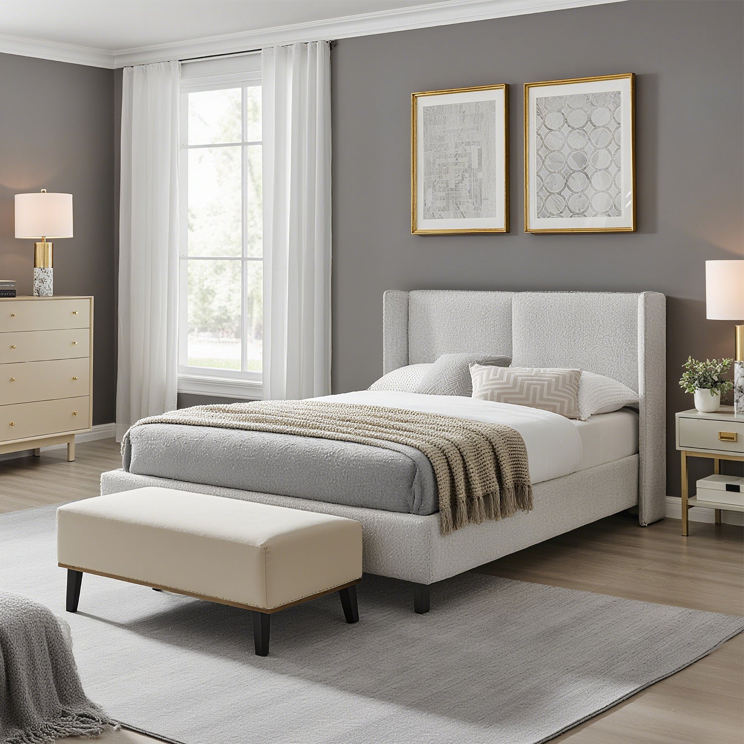Cama Doble Barcelona Gris
