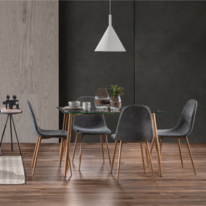 Comedor 4 Puestos Harrison Microfibra Gris, Natural