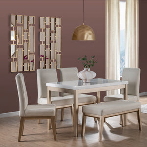 Comedor 6 Puestos Walcot Eurolino Blanco Puro, Champaña