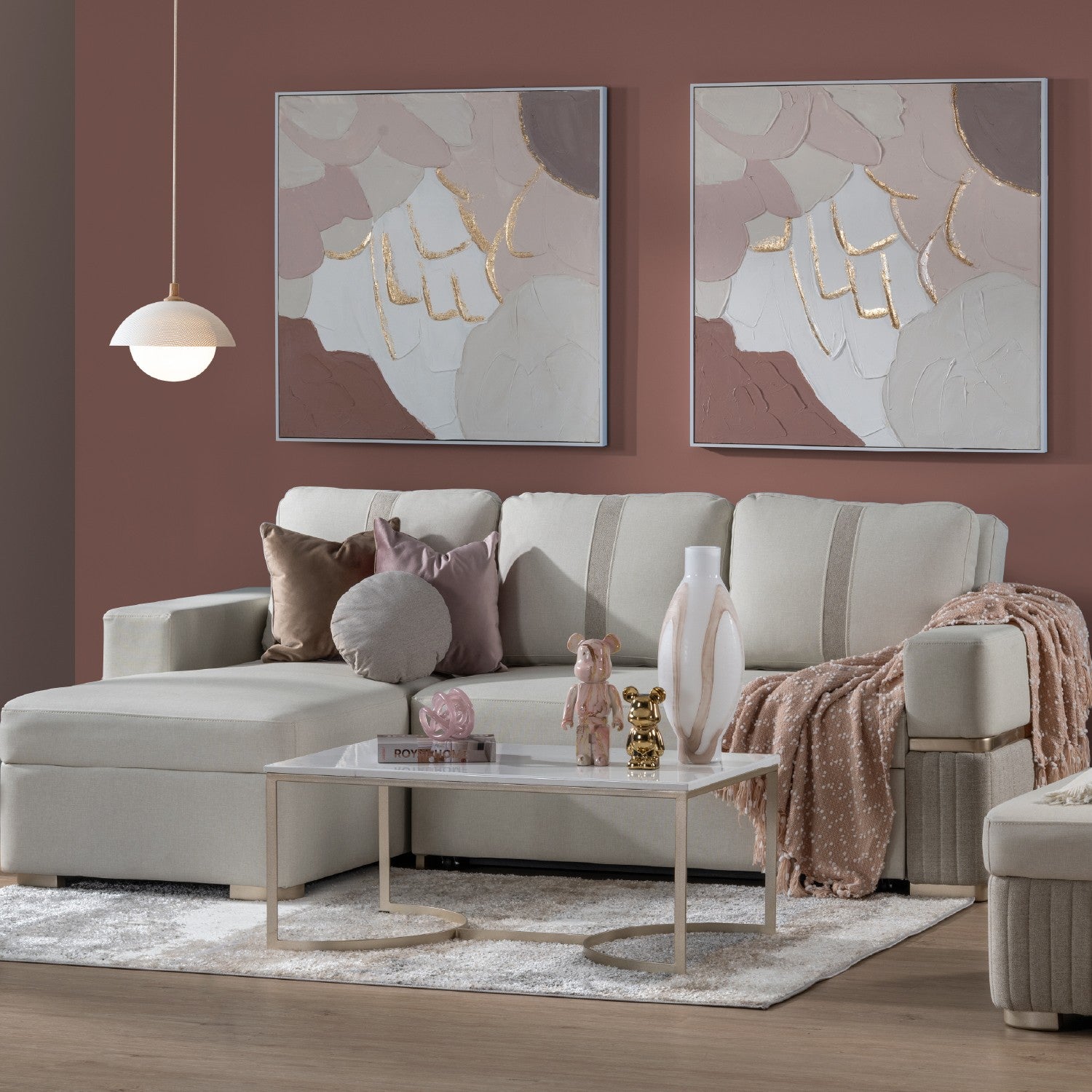 Sala Cama Dior Eurolino Blanco, Champaña Lado Izq Brazo Desmontable