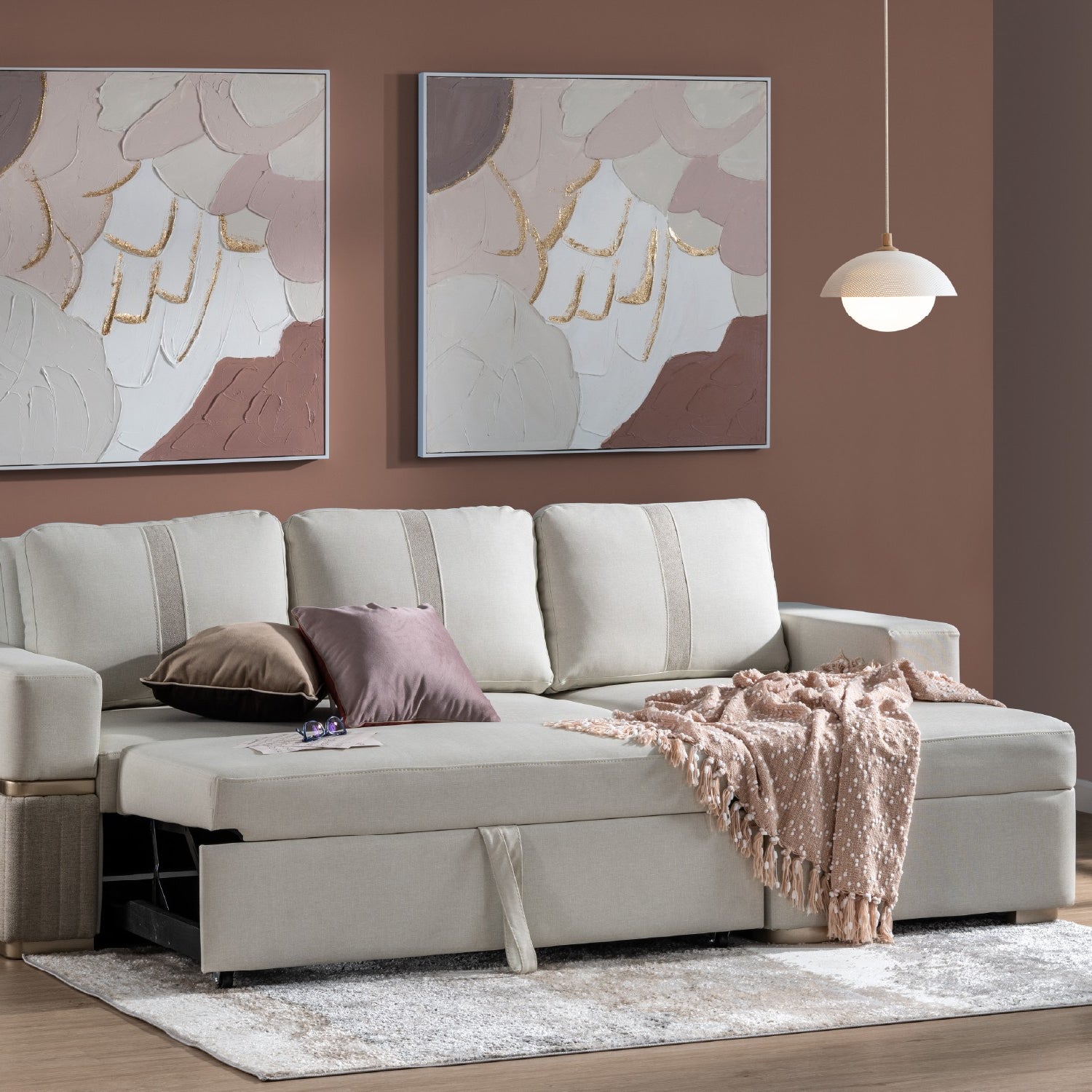 Sala Cama Dior Eurolino Blanco Puro Beige, Champaña Orientación Derecha