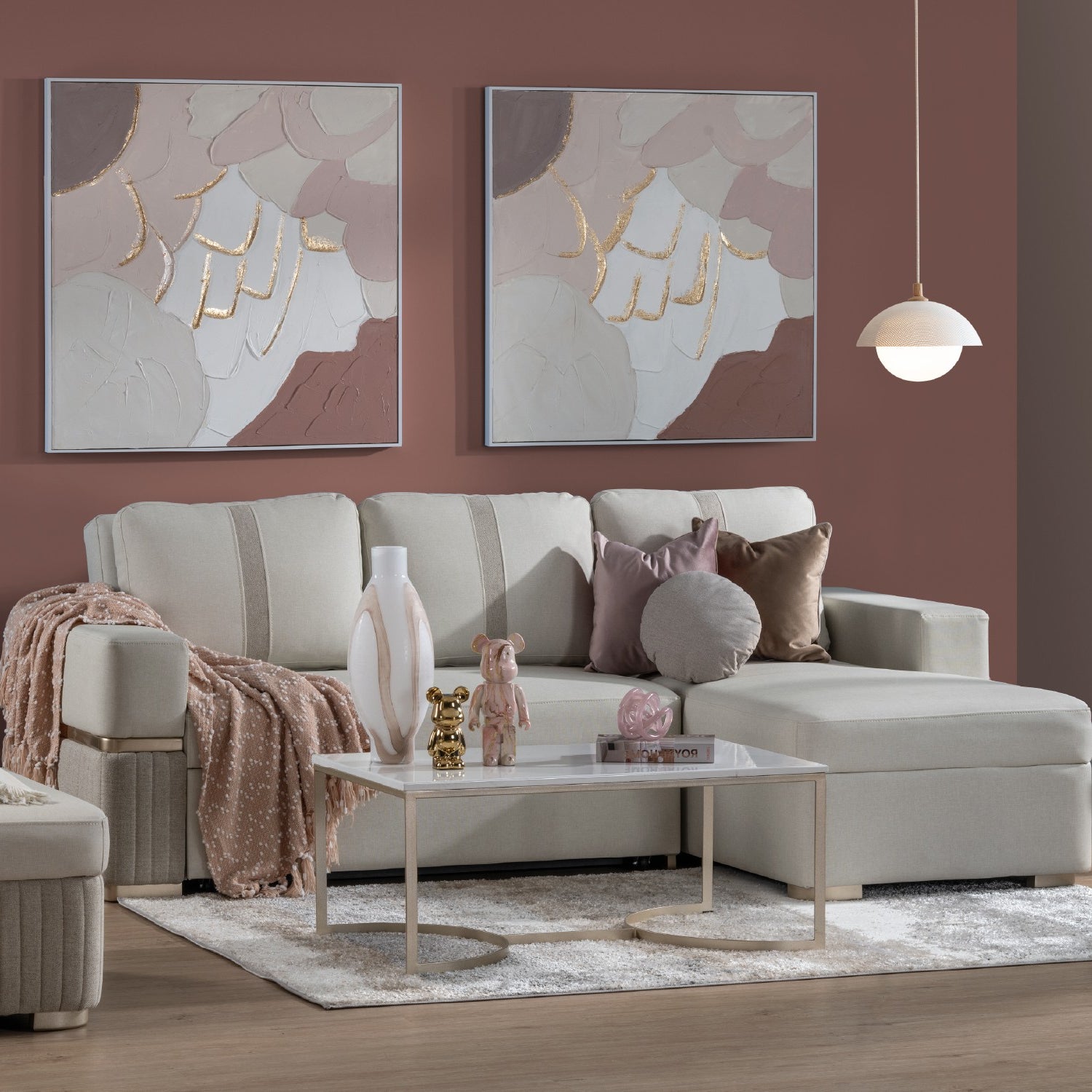 Sala Cama Dior Eurolino Blanco Puro Beige, Champaña Orientación Derecha