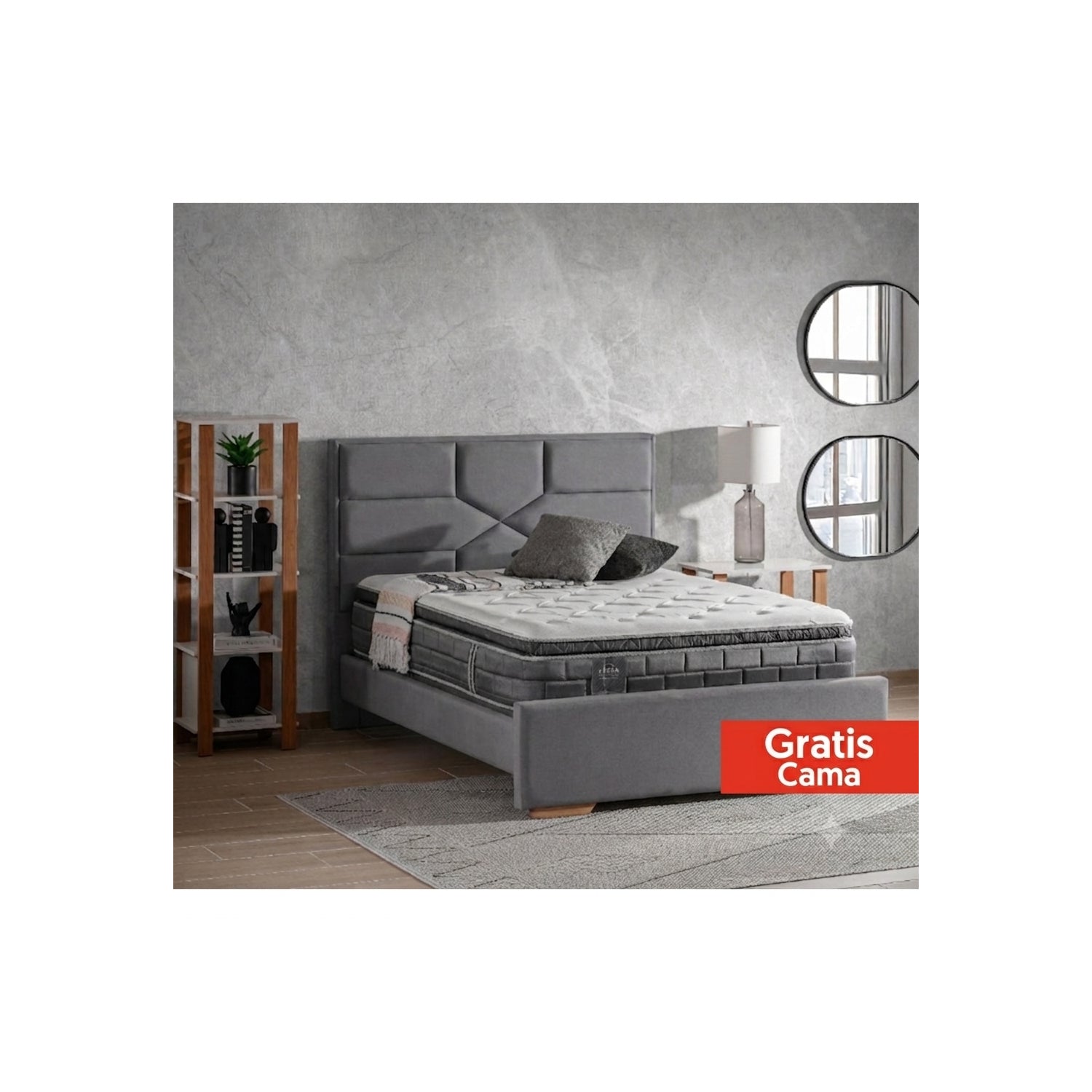 Colchón Semi Doble Aurora Gris Doble Pillow Top (Garantía 15 Años)