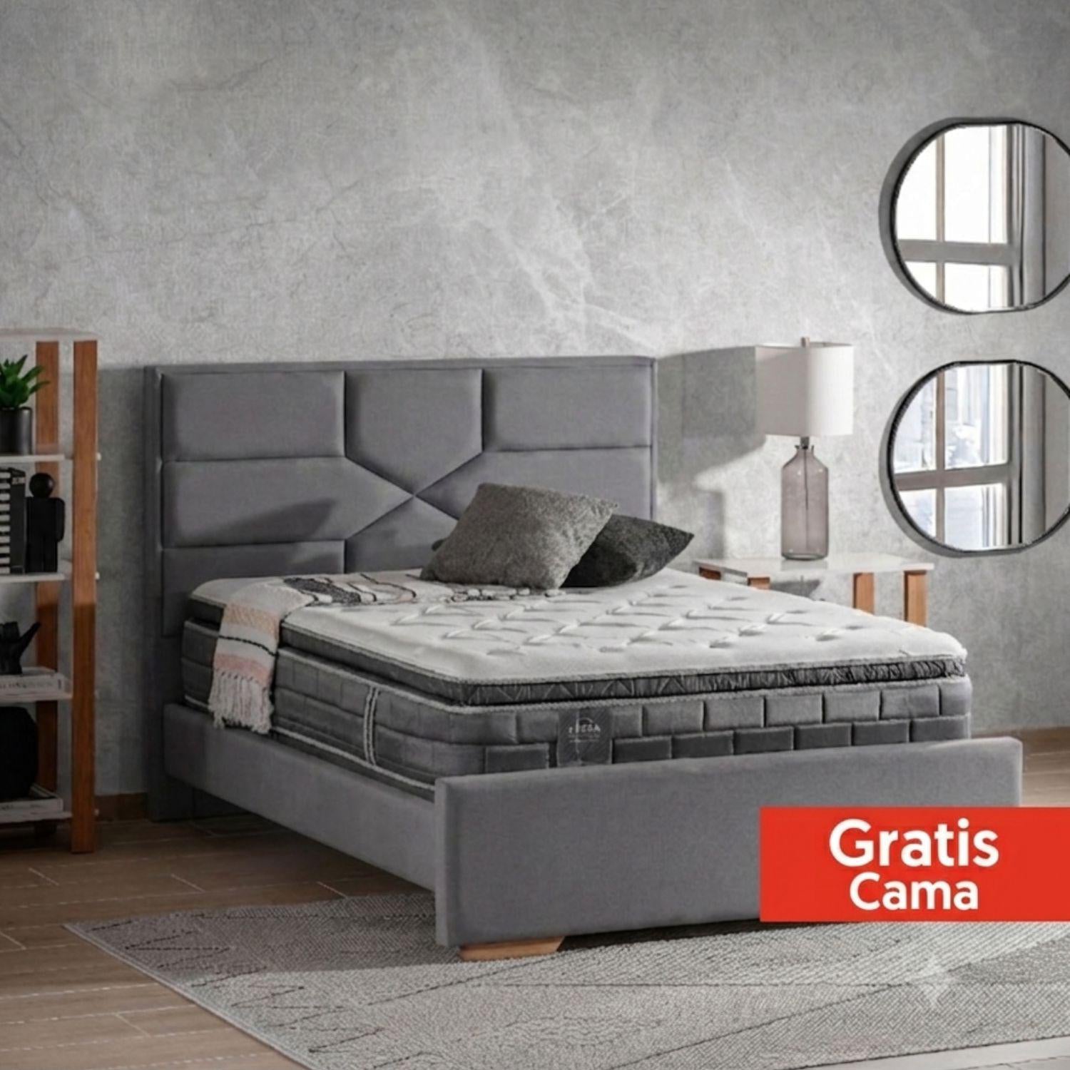 Colchón Doble Aurora Gris Doble Pillow Top (Garantía 15 Años)