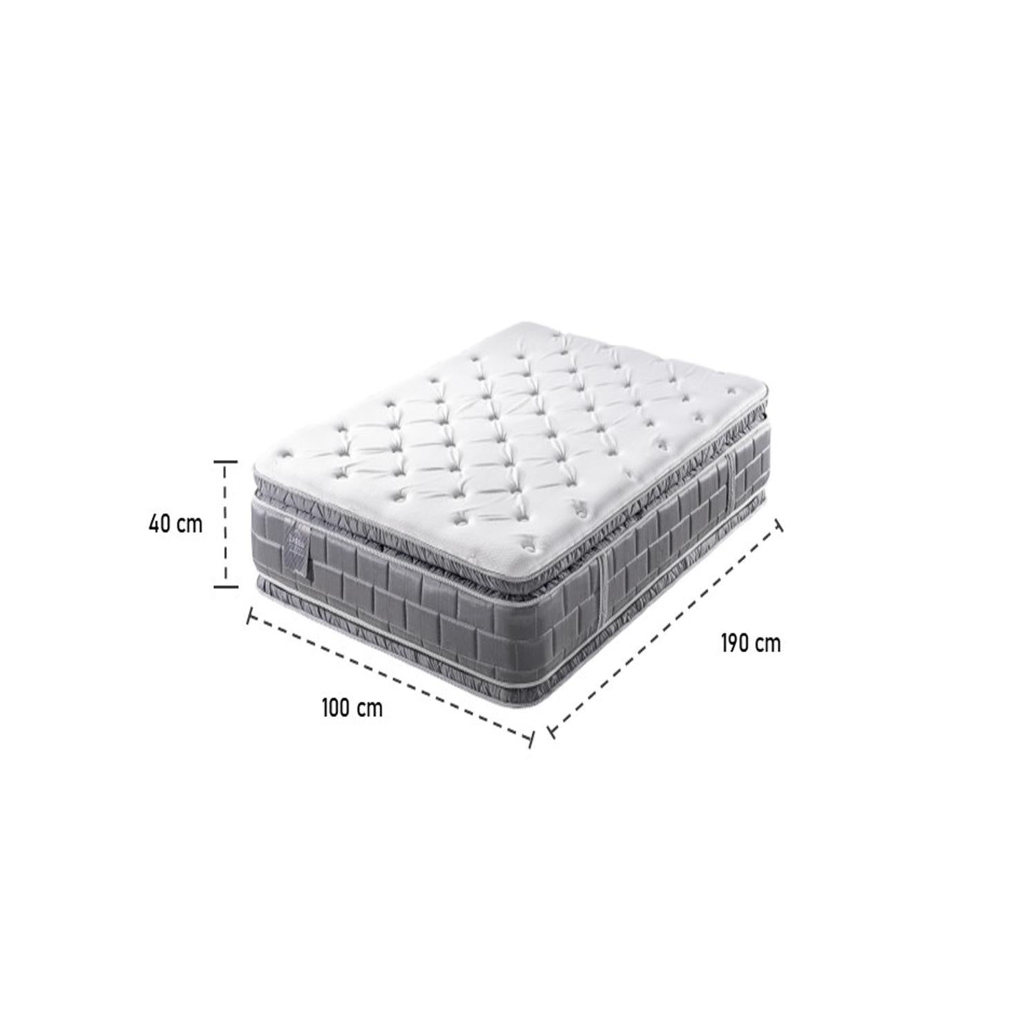 Colchón 1.00 Aurora Gris Doble Pillow Top (Garantía 15 Años)