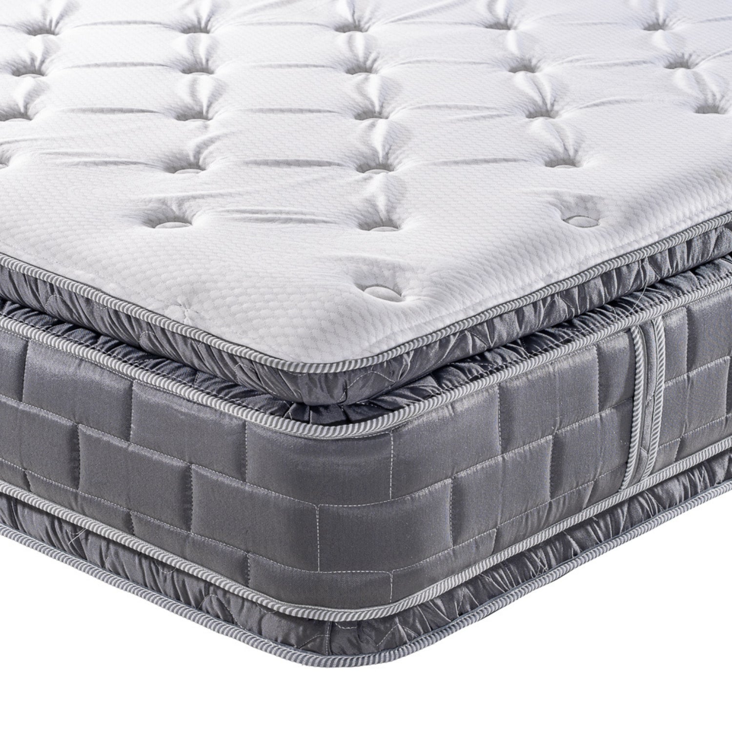 Colchón Queen Aurora Gris Doble Pillow Top (Garantía 15 Años)