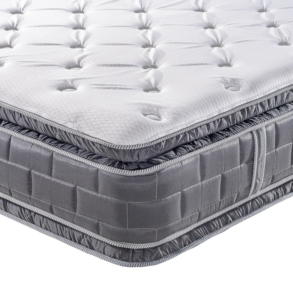 Colchón Queen Aurora Gris Doble Pillow Top (Garantía 15 Años)