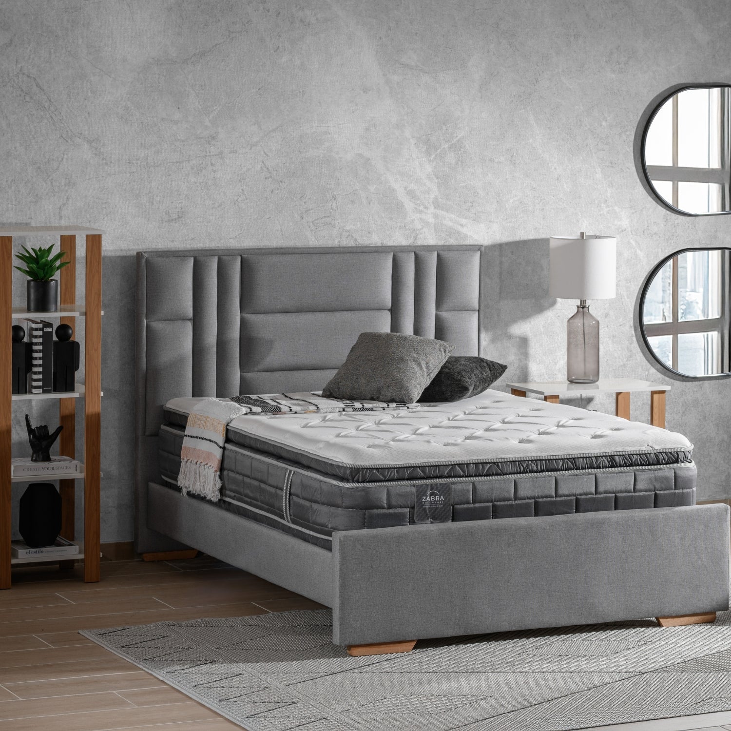 Colchón Queen Aurora Gris Doble Pillow Top (Garantía 15 Años)