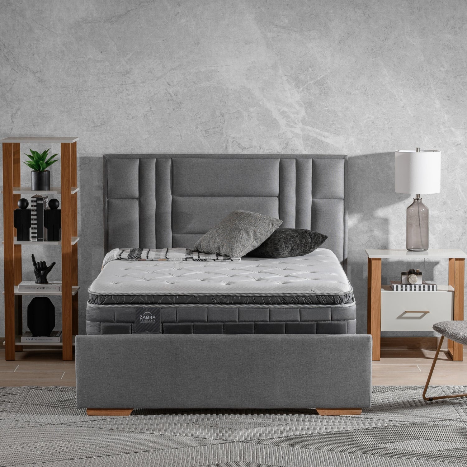 Colchón Queen Aurora Gris Doble Pillow Top (Garantía 15 Años)