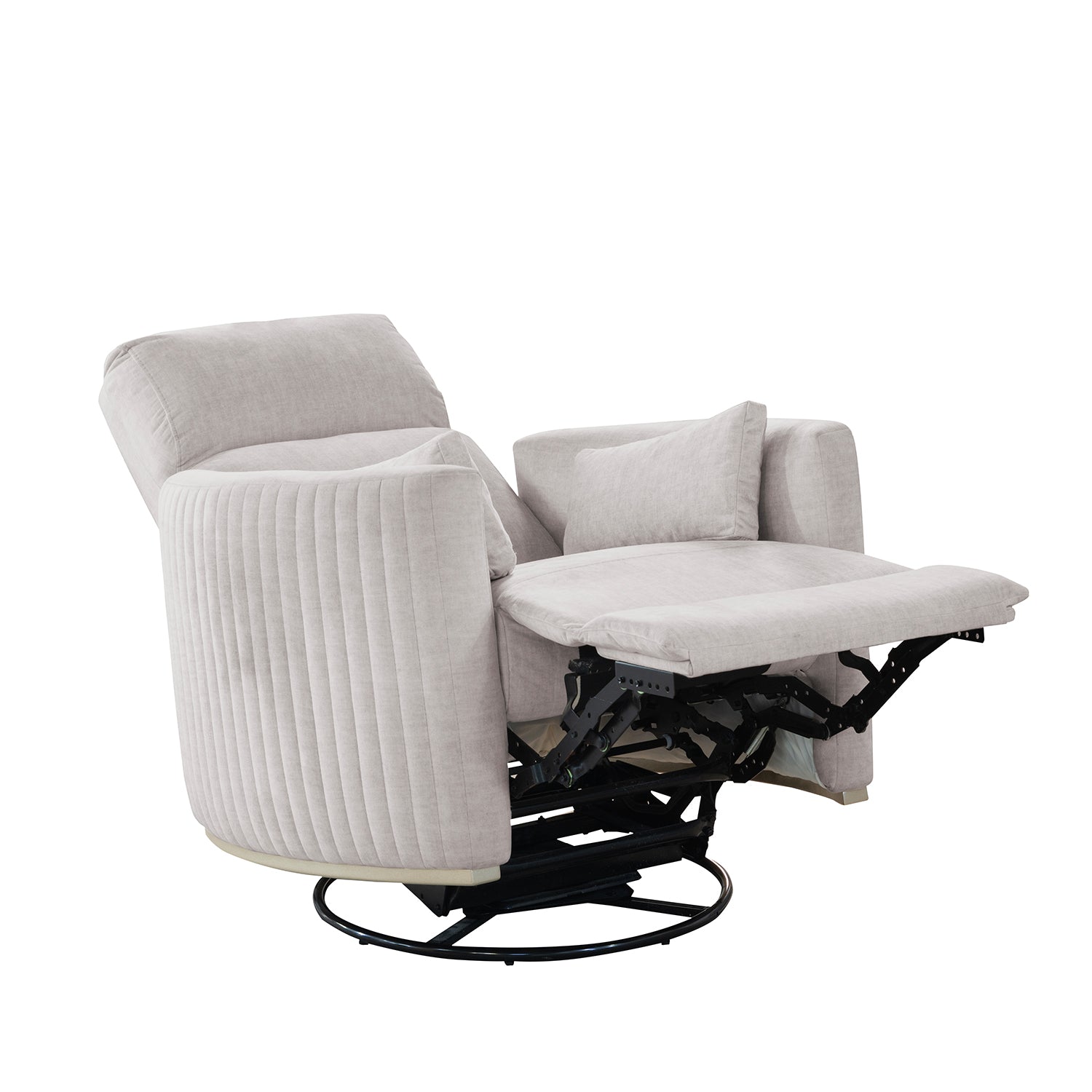 Sillón Reclinable Minoti Velvet Atlas Marmol Mecedora Giratoria, Champaña