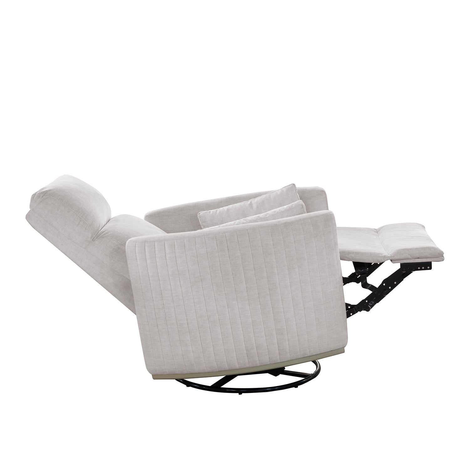 Sillón Reclinable Minoti Velvet Atlas Marmol Mecedora Giratoria, Champaña