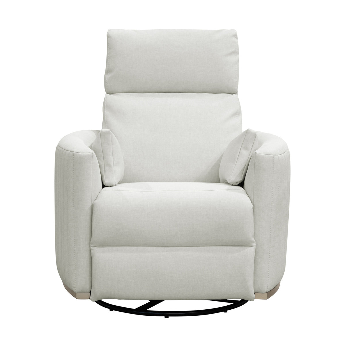 Sillón Reclinable Minoti Eurolino Blanco Puro Mecedora Giratoria, Champaña