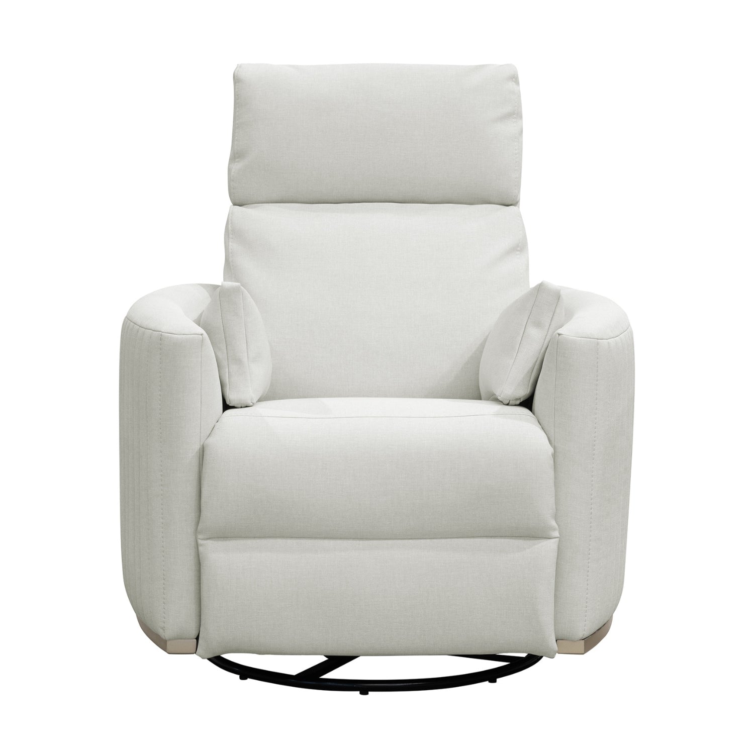 Sillón Reclinable Minoti Eurolino Blanco Puro Mecedora Giratoria, Champaña
