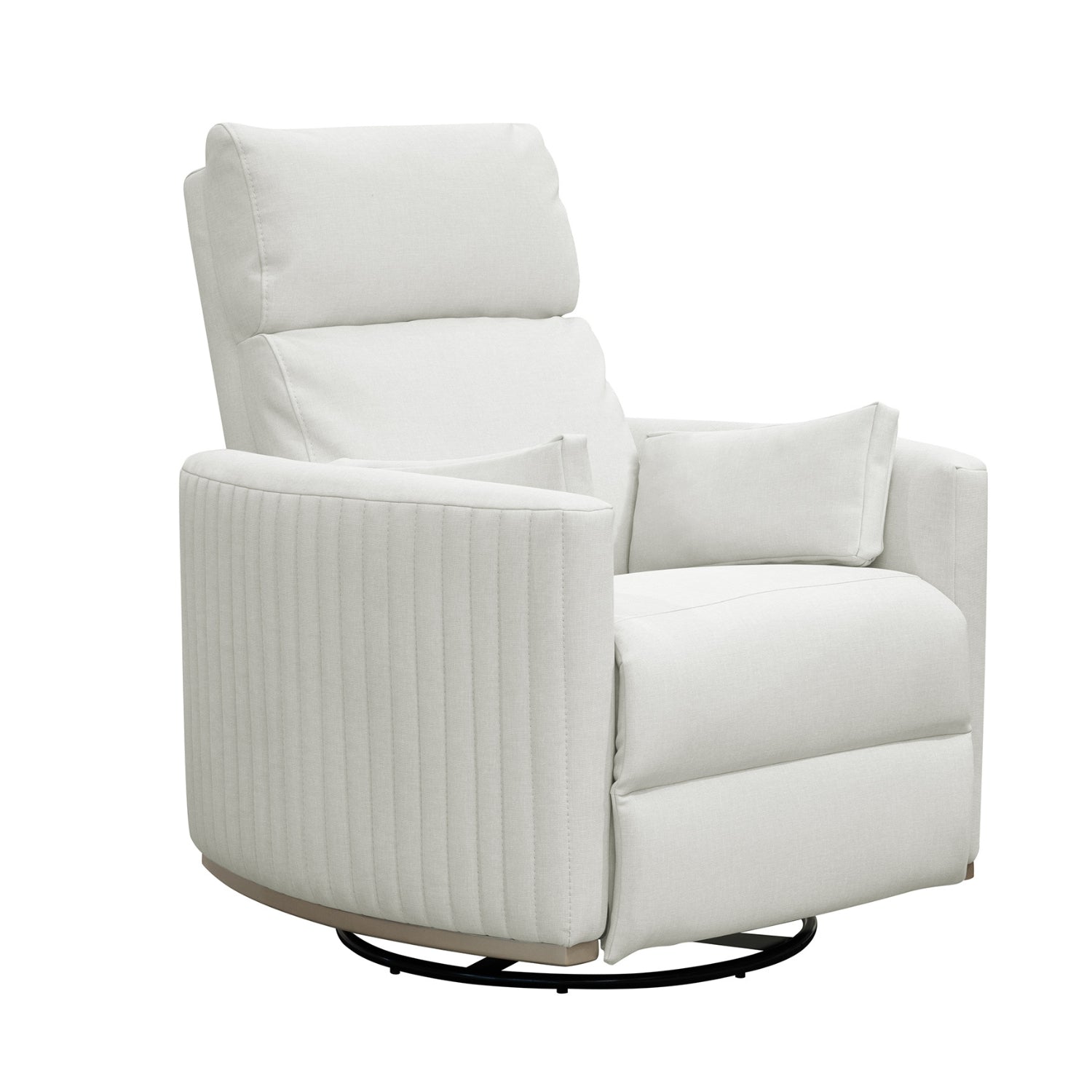 Sillón Reclinable Minoti Eurolino Blanco Puro Mecedora Giratoria, Champaña