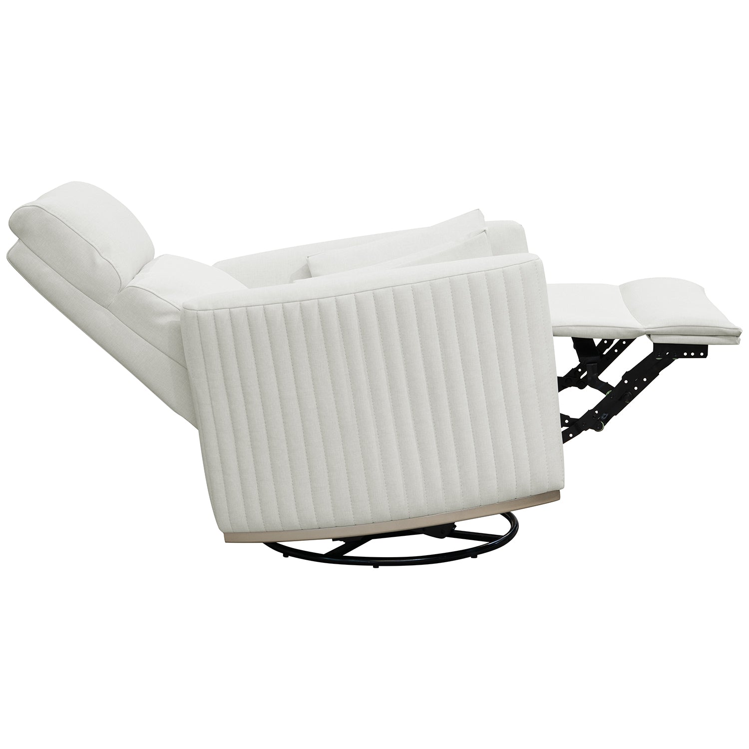 Sillón Reclinable Minoti Eurolino Blanco Puro Mecedora Giratoria, Champaña