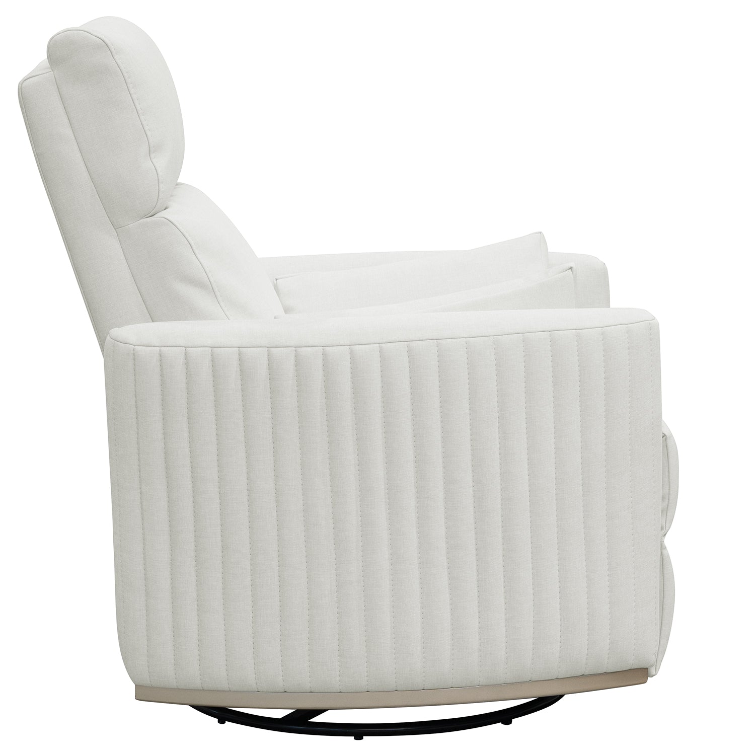 Sillón Reclinable Minoti Eurolino Blanco Puro Mecedora Giratoria, Champaña