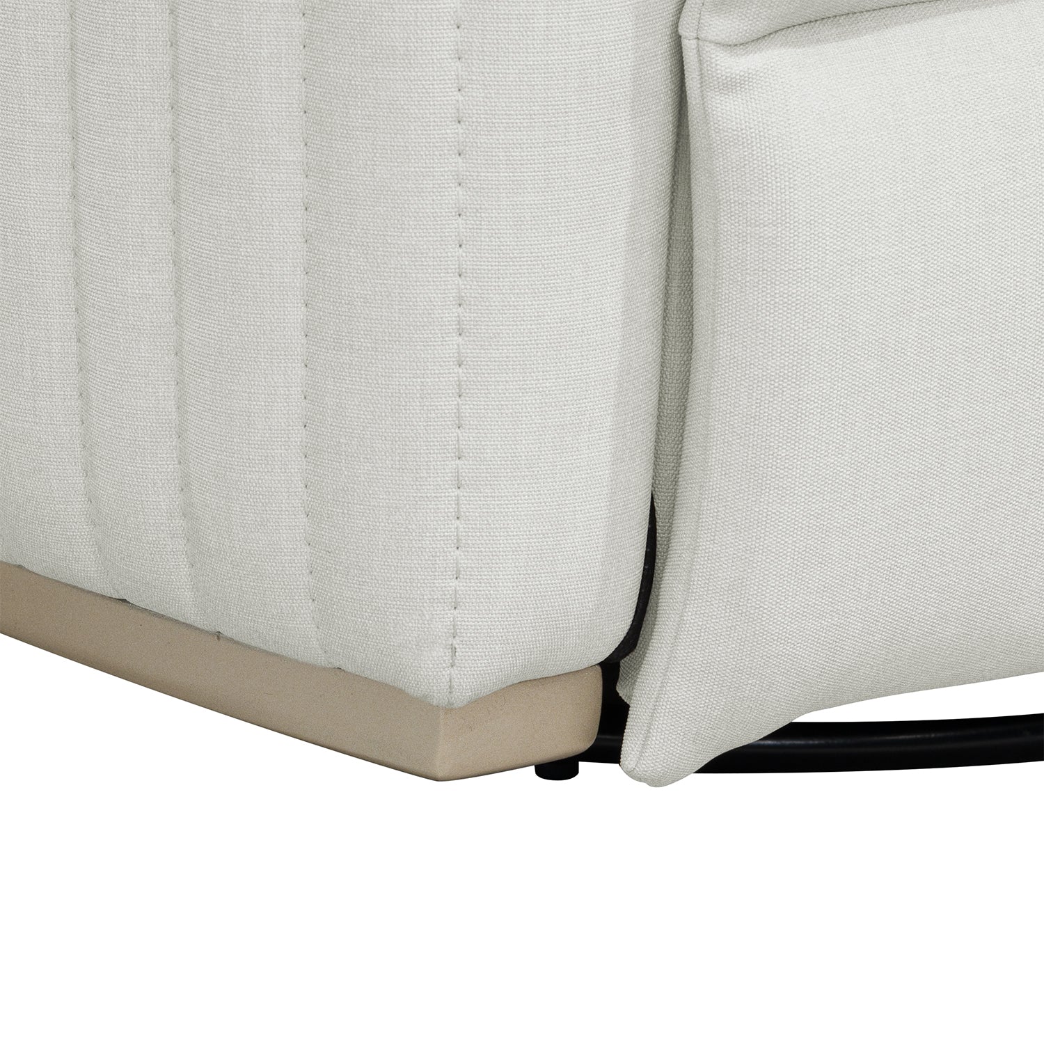 Sillón Reclinable Minoti Eurolino Blanco Puro Mecedora Giratoria, Champaña