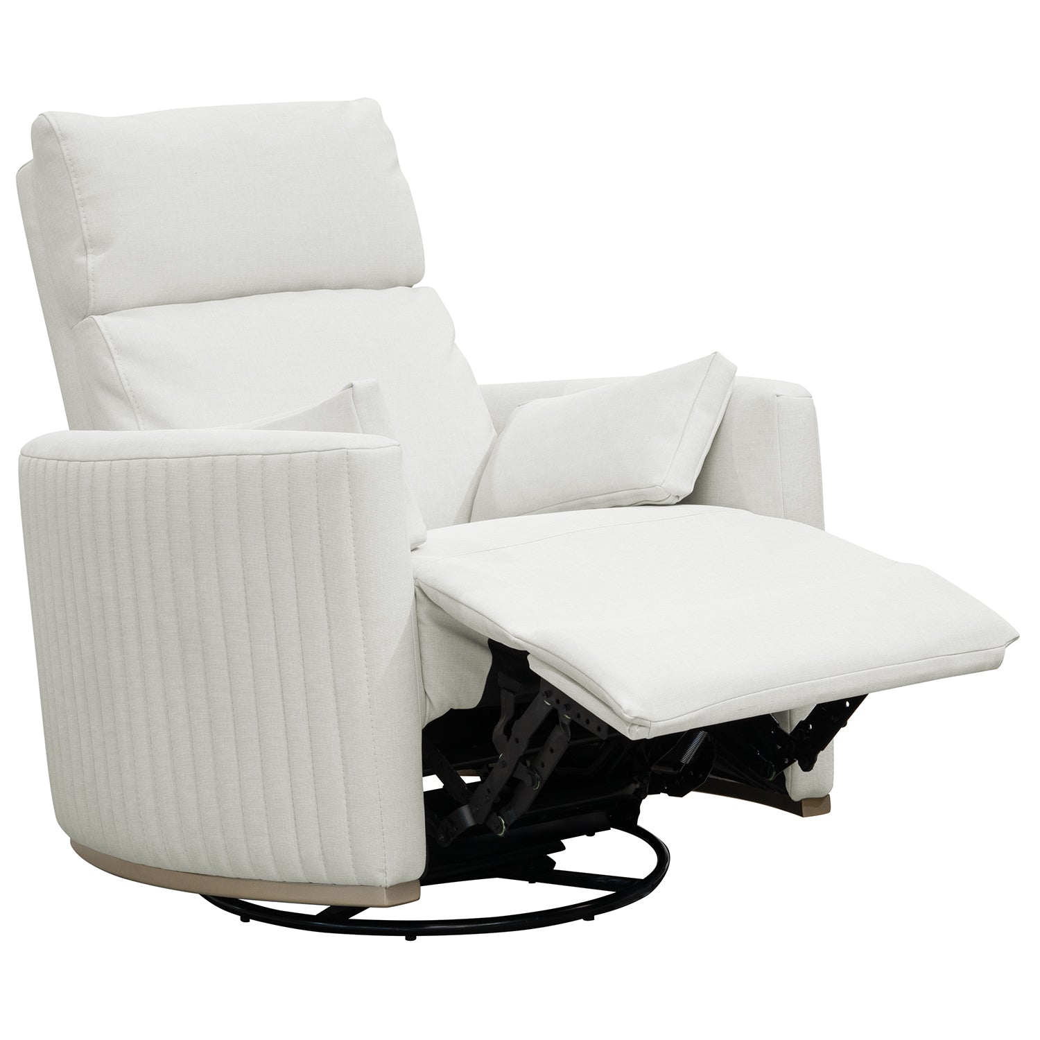 Sillón Reclinable Minoti Eurolino Blanco Puro Mecedora Giratoria, Champaña