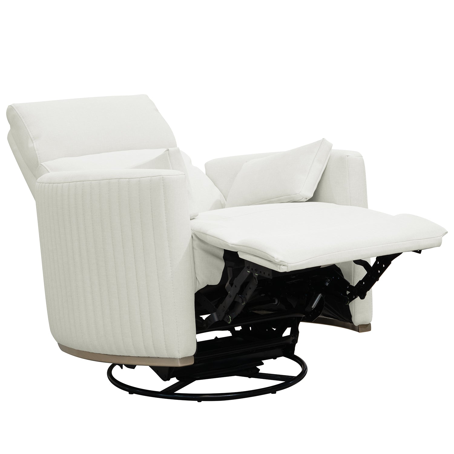 Sillón Reclinable Minoti Eurolino Blanco Puro Mecedora Giratoria, Champaña