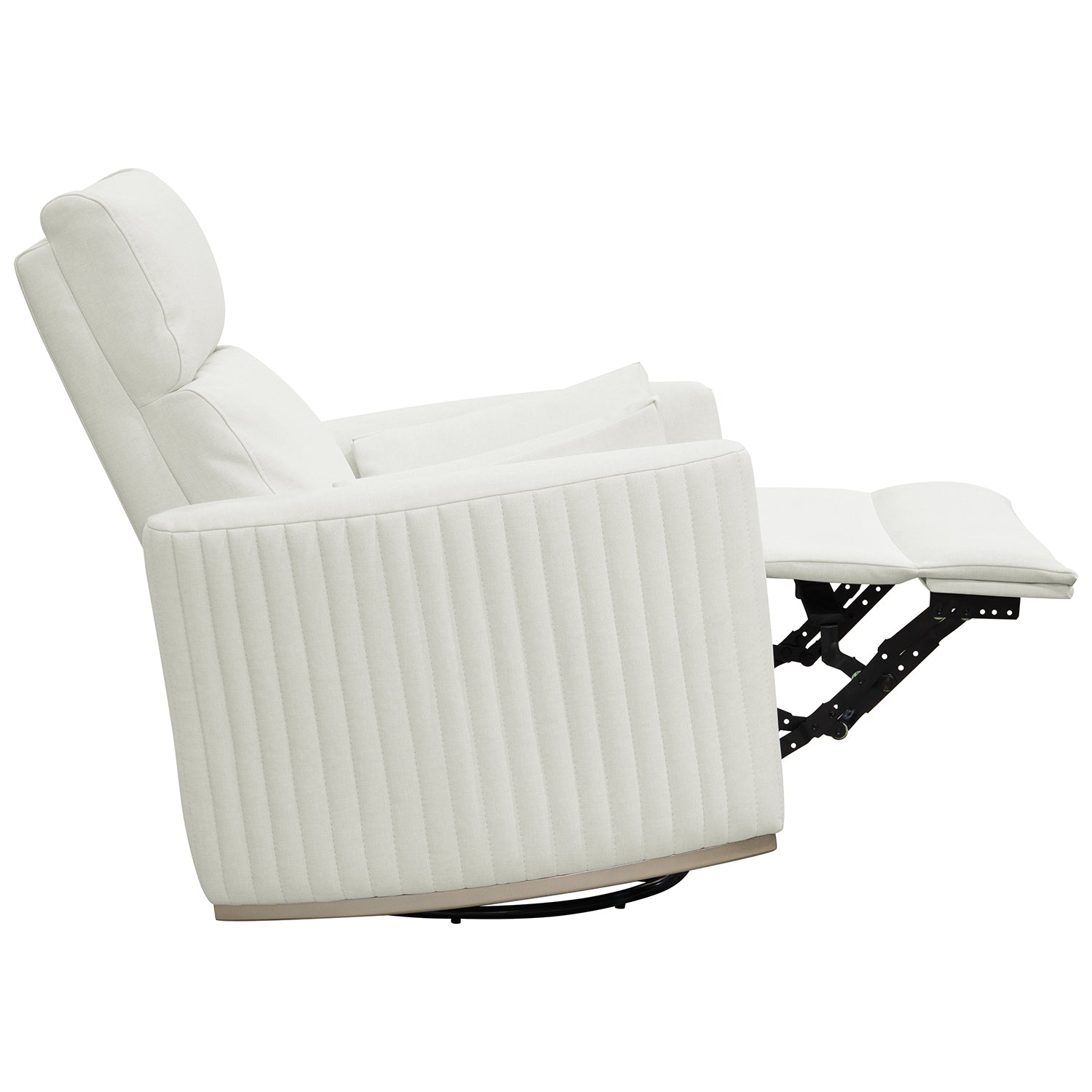 Sillón Reclinable Minoti Eurolino Blanco Puro Mecedora Giratoria, Champaña